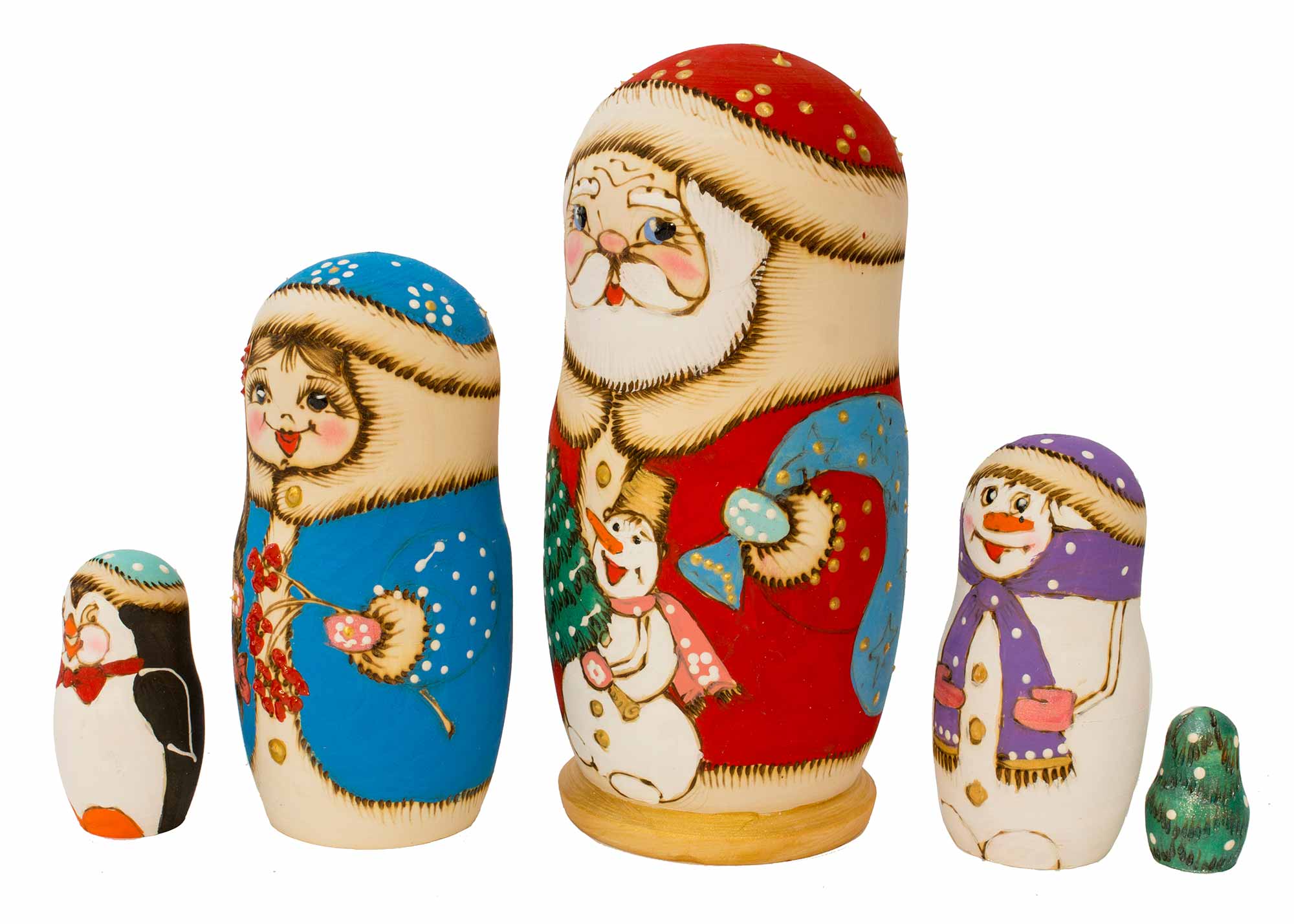 Buy Woodburned Christmas Doll 5pc./7" at GoldenCockerel.com