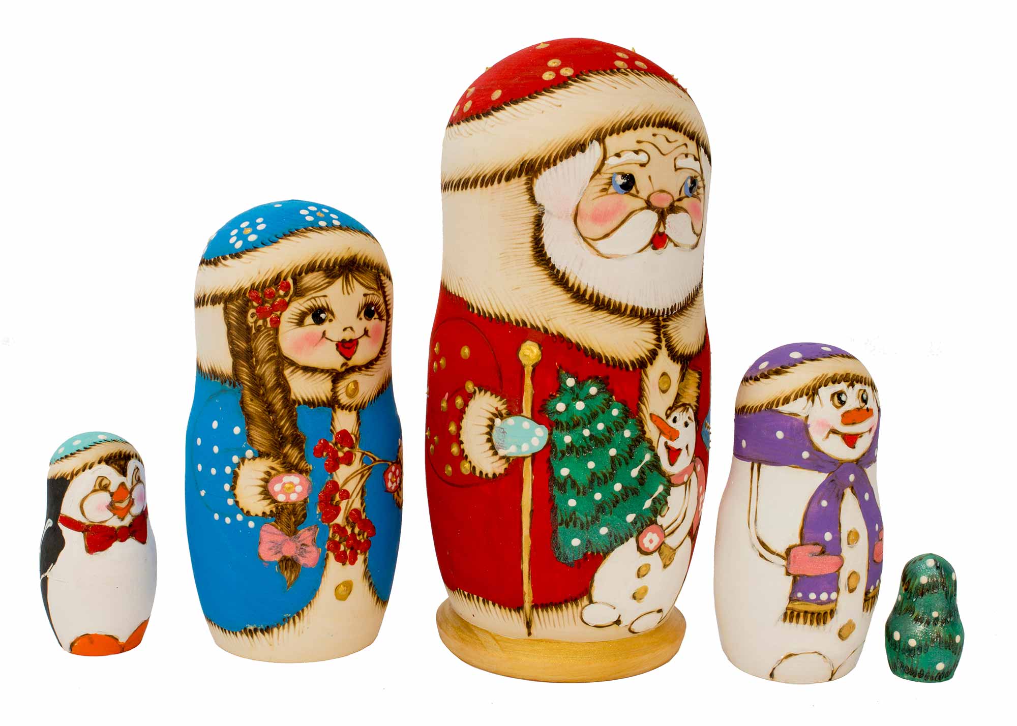 Buy Woodburned Christmas Doll 5pc./7" at GoldenCockerel.com