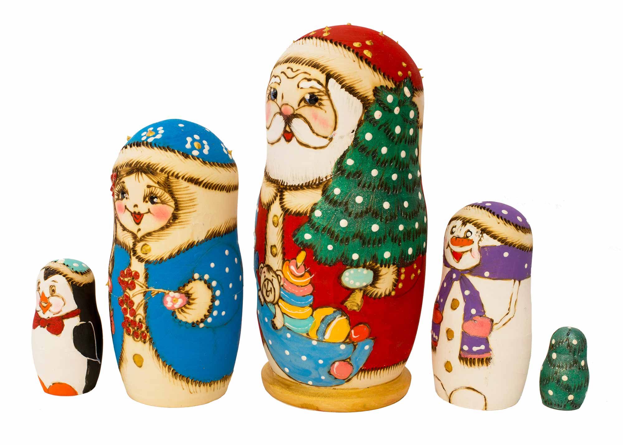 Buy Woodburned Christmas Doll 5pc./7" at GoldenCockerel.com