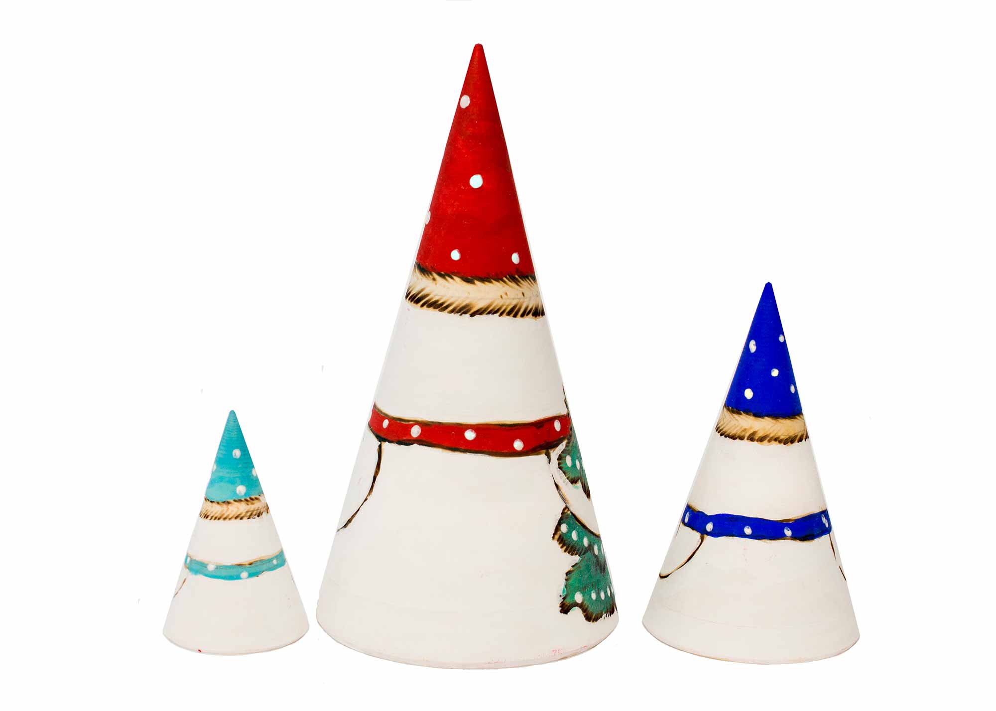 Buy Woodburned Snowman Nesting Cone 3pc./6" at GoldenCockerel.com