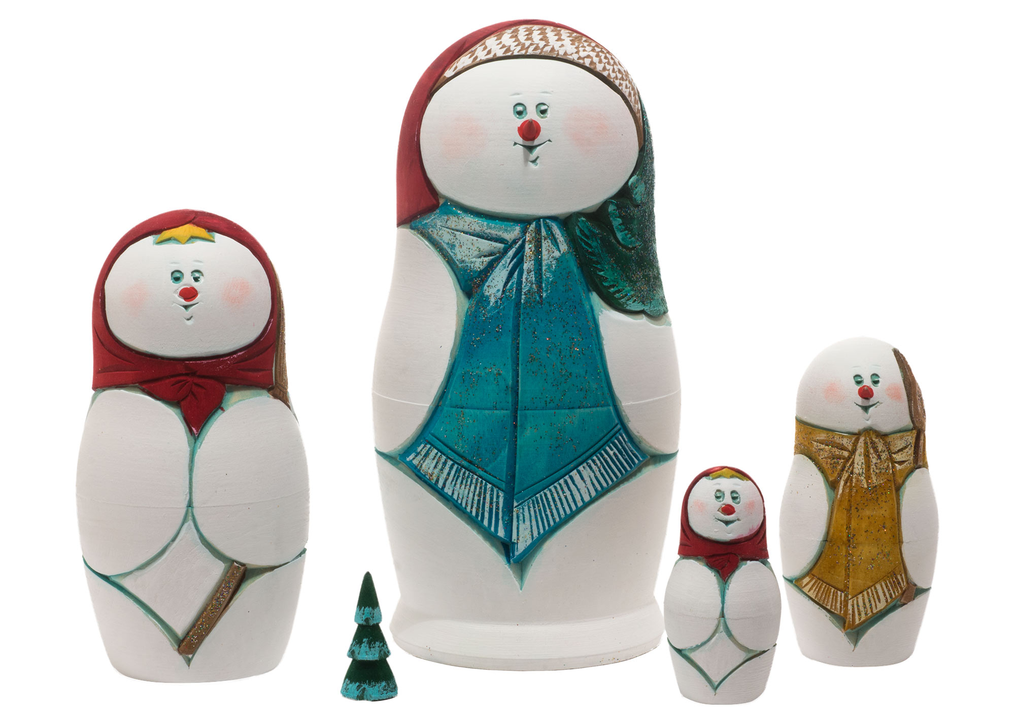 Buy Snowman Carved Nesting Doll 5pc./6" at GoldenCockerel.com