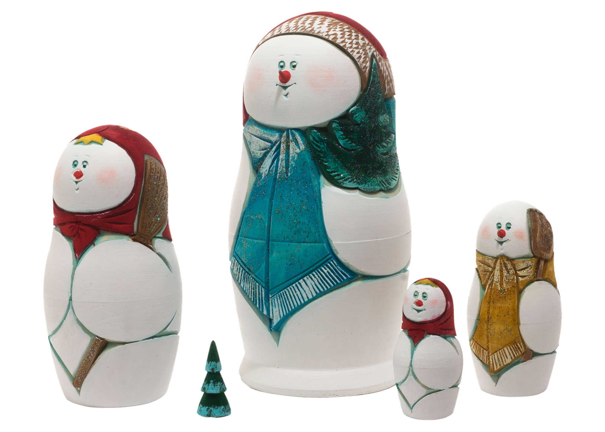 Buy Snowman Carved Nesting Doll 5pc./6" at GoldenCockerel.com