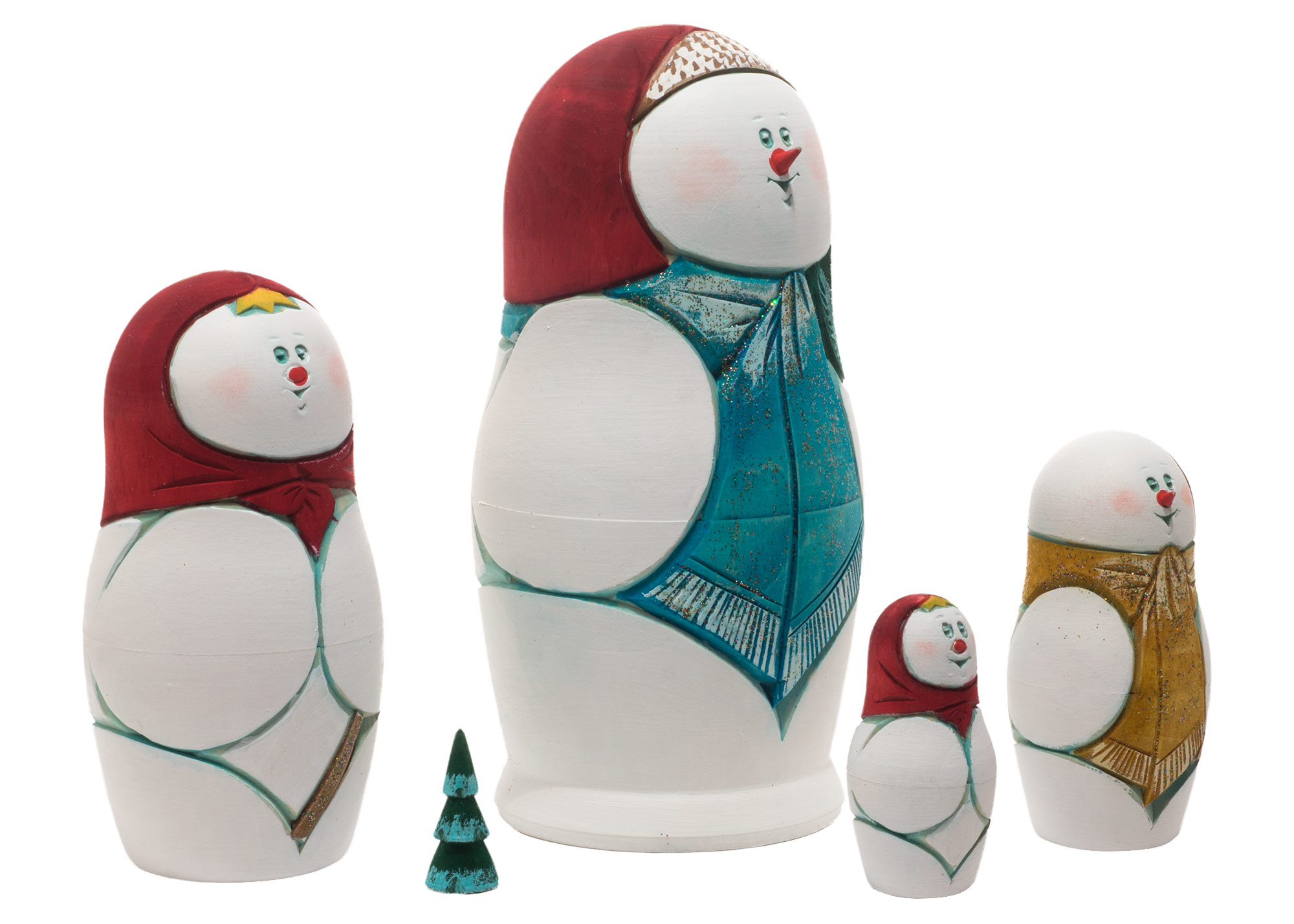 Buy Snowman Carved Nesting Doll 5pc./6" at GoldenCockerel.com