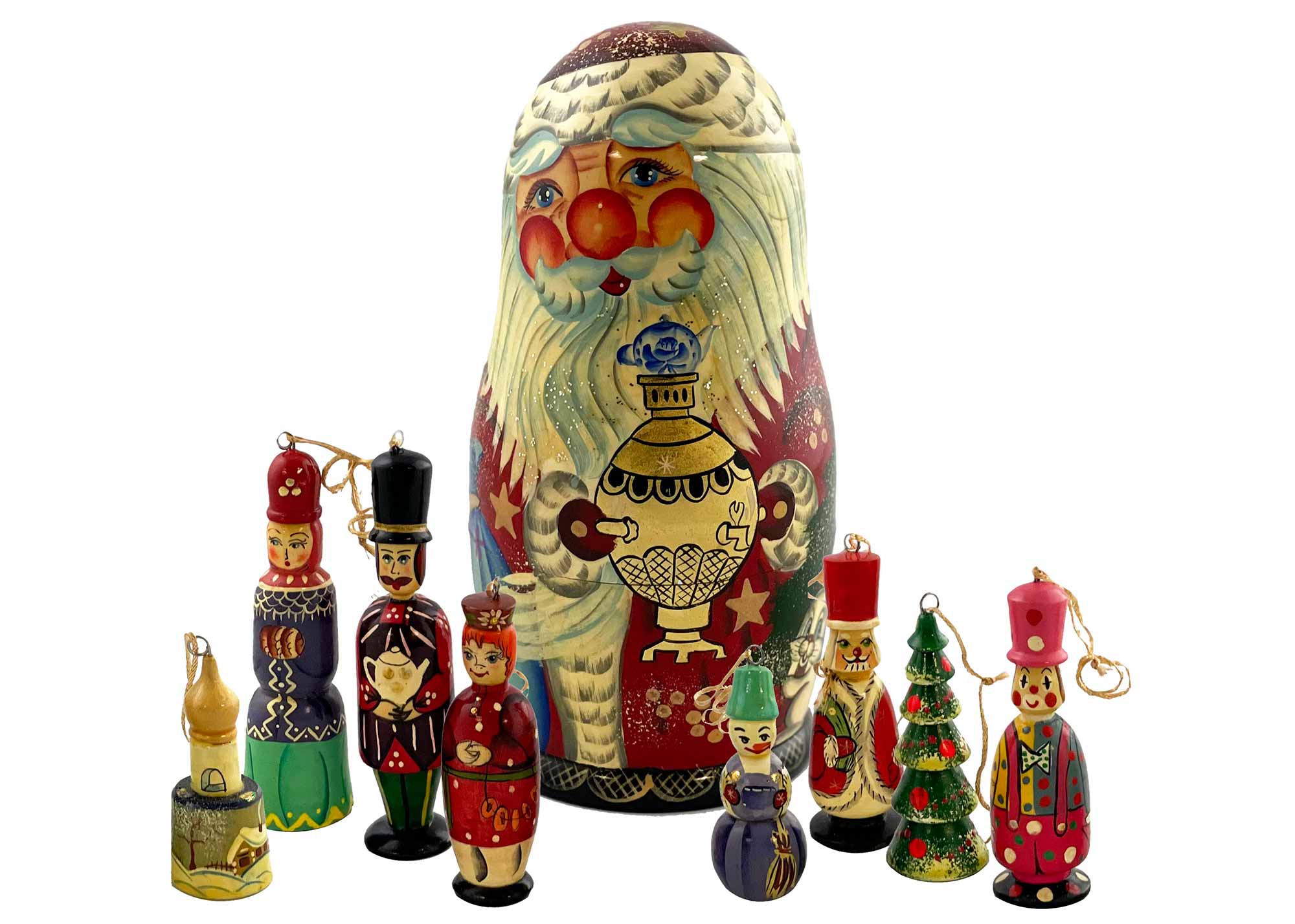 Buy Vintage Santa Nesting Doll with Ornaments Inside 9" at GoldenCockerel.com
