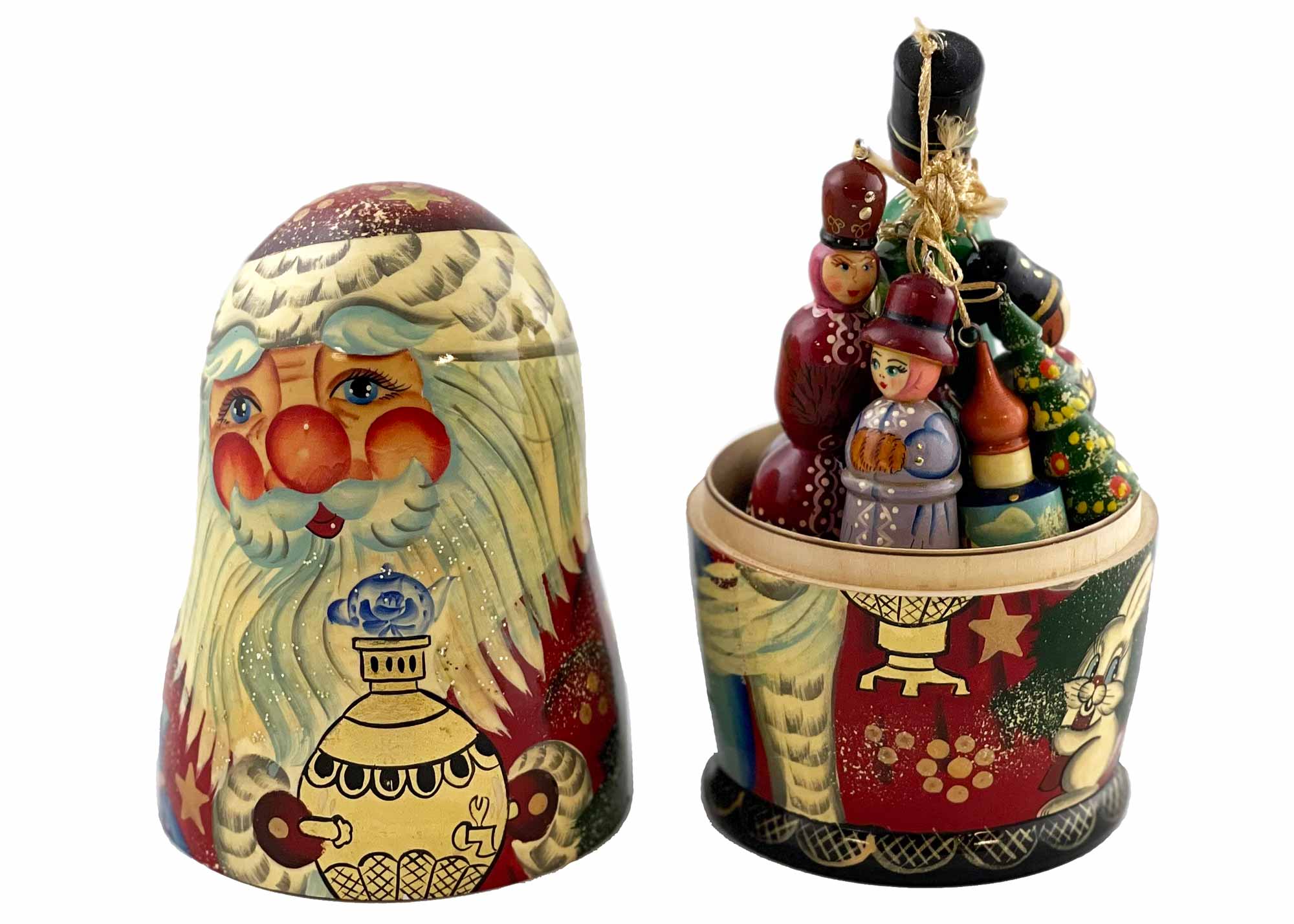 Buy Vintage Santa Nesting Doll with Ornaments Inside 9" at GoldenCockerel.com