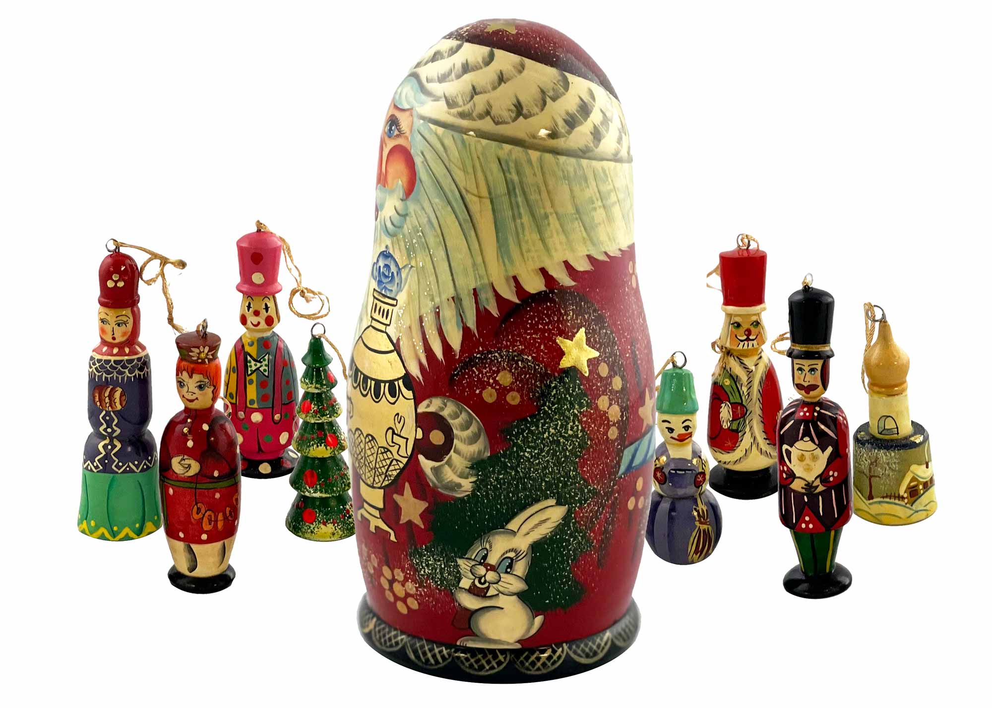 Buy Vintage Santa Nesting Doll with Ornaments Inside 9" at GoldenCockerel.com