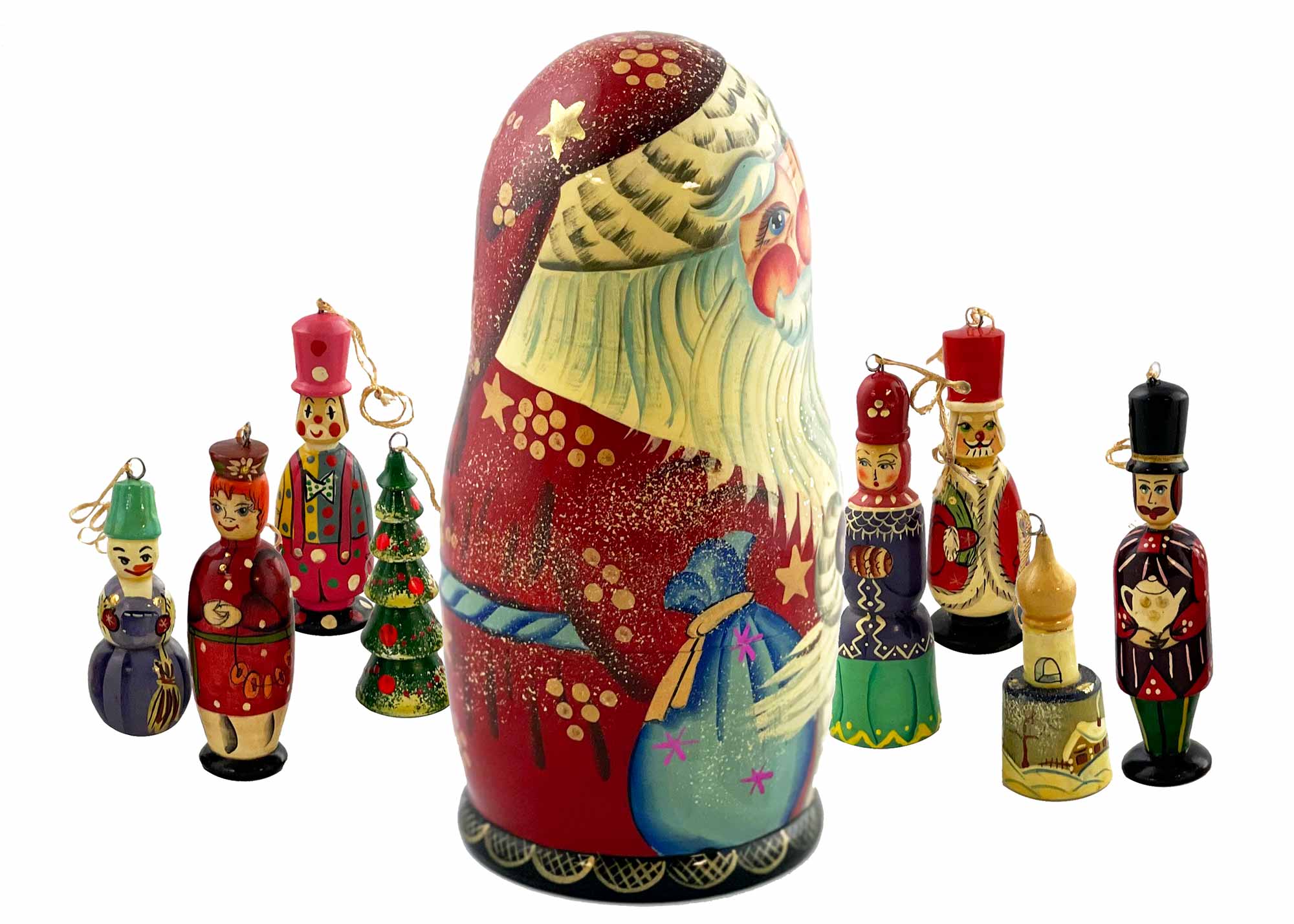 Buy Vintage Santa Nesting Doll with Ornaments Inside 9" at GoldenCockerel.com