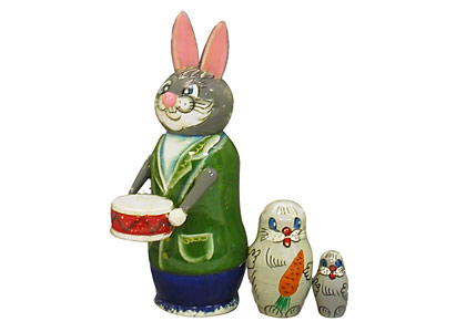 Buy 3-D Rabbit Figurine Doll 3pc./4" at GoldenCockerel.com