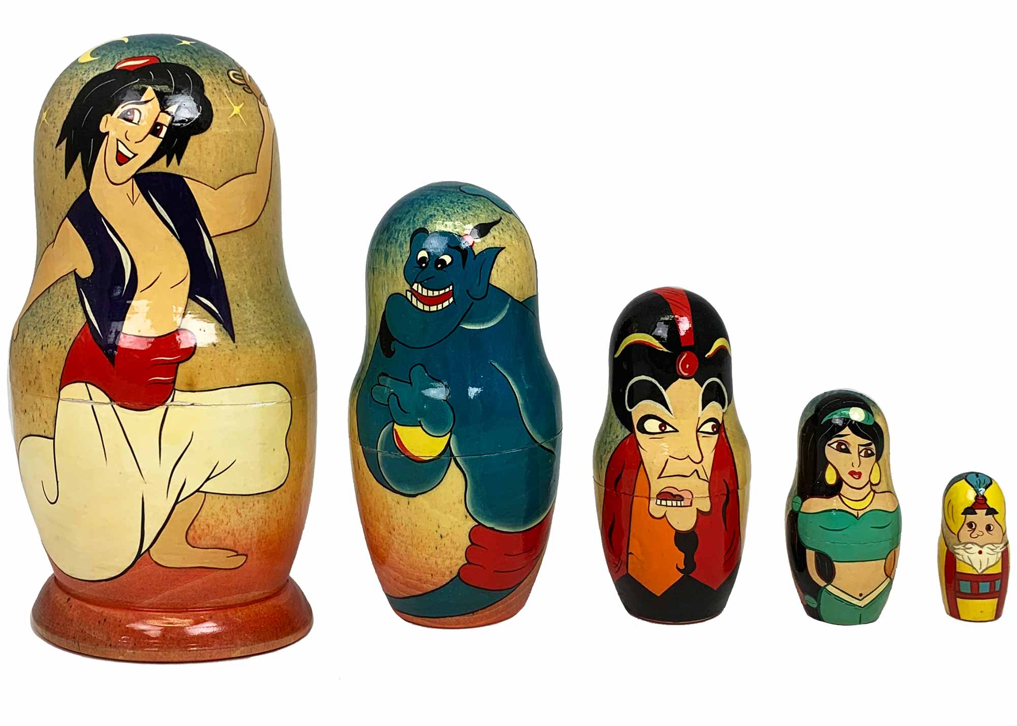 Buy Vintage Aladdin & Flying Carpet Nesting Doll 5pc./5" at GoldenCockerel.com