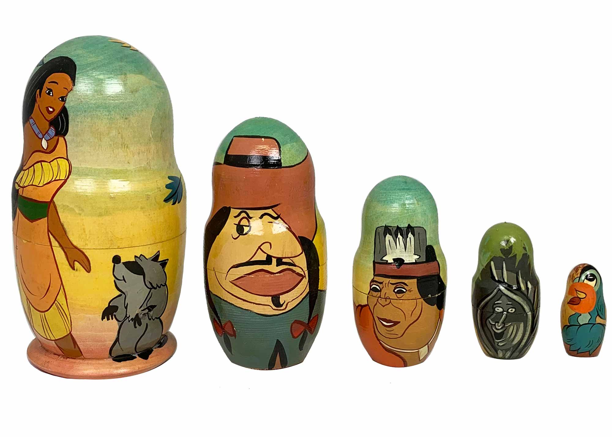 Buy Vintage Pocahontas Nesting Doll 5pc./5" at GoldenCockerel.com