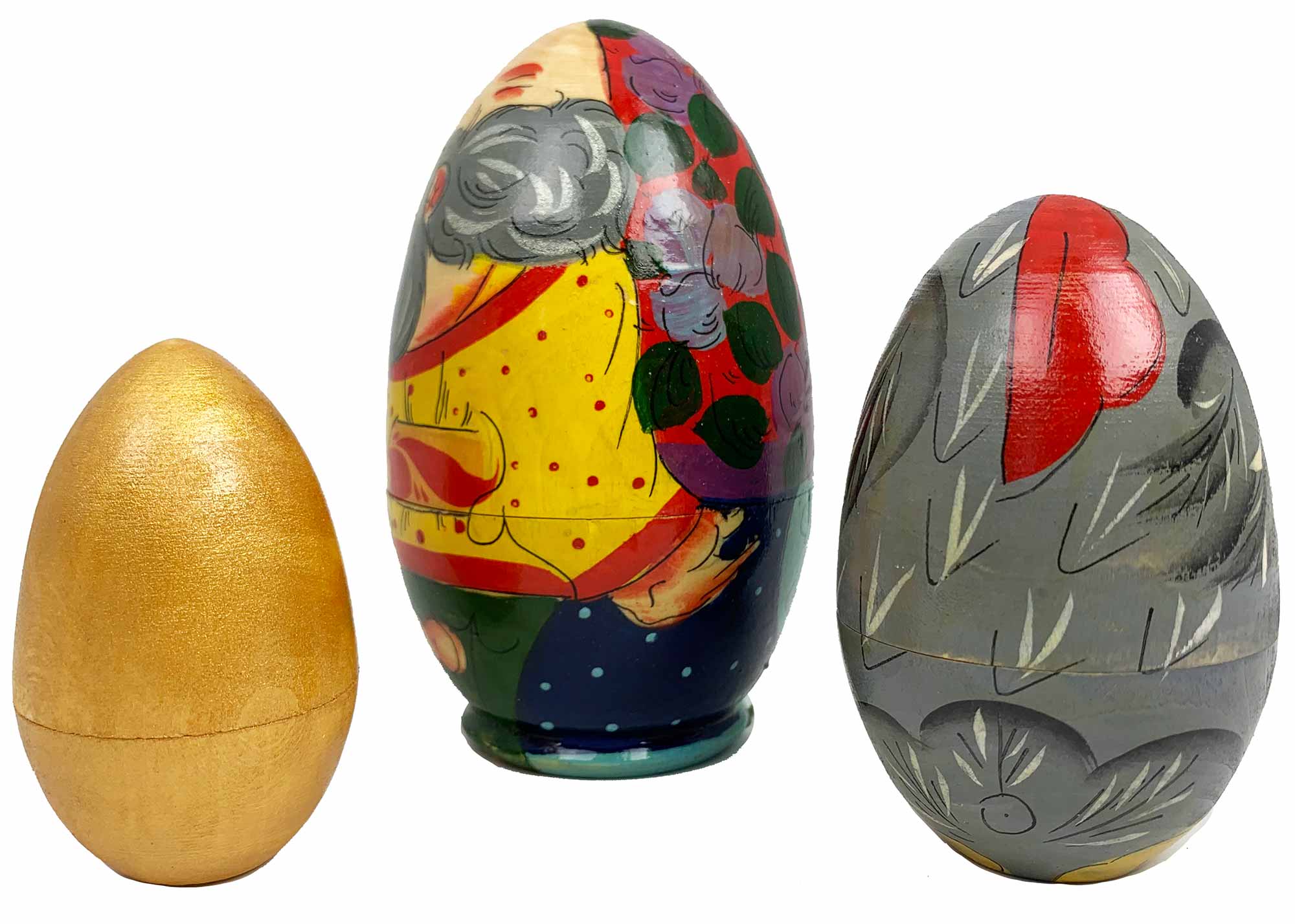 Buy Vintage Hen and Golden Nesting Egg 3pc./4" at GoldenCockerel.com