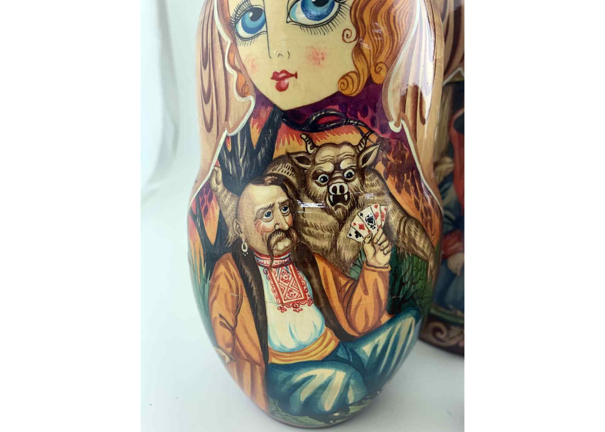 Buy Vintage Folk Scene Nesting Doll 10pc/10" at GoldenCockerel.com
