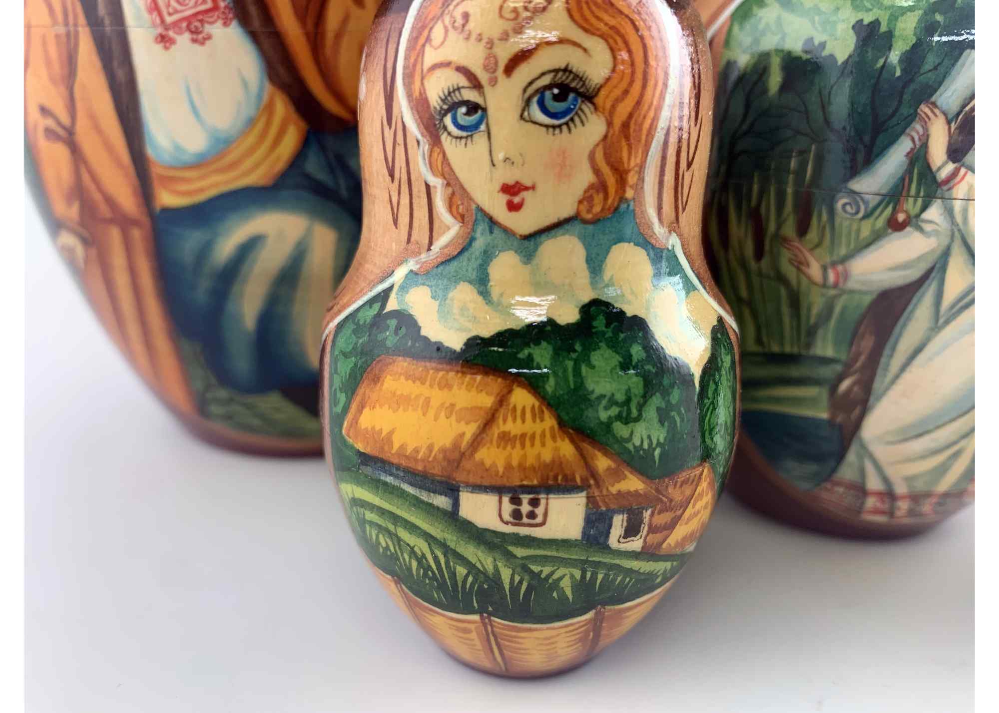 Buy Vintage Folk Scene Nesting Doll 10pc/10" at GoldenCockerel.com