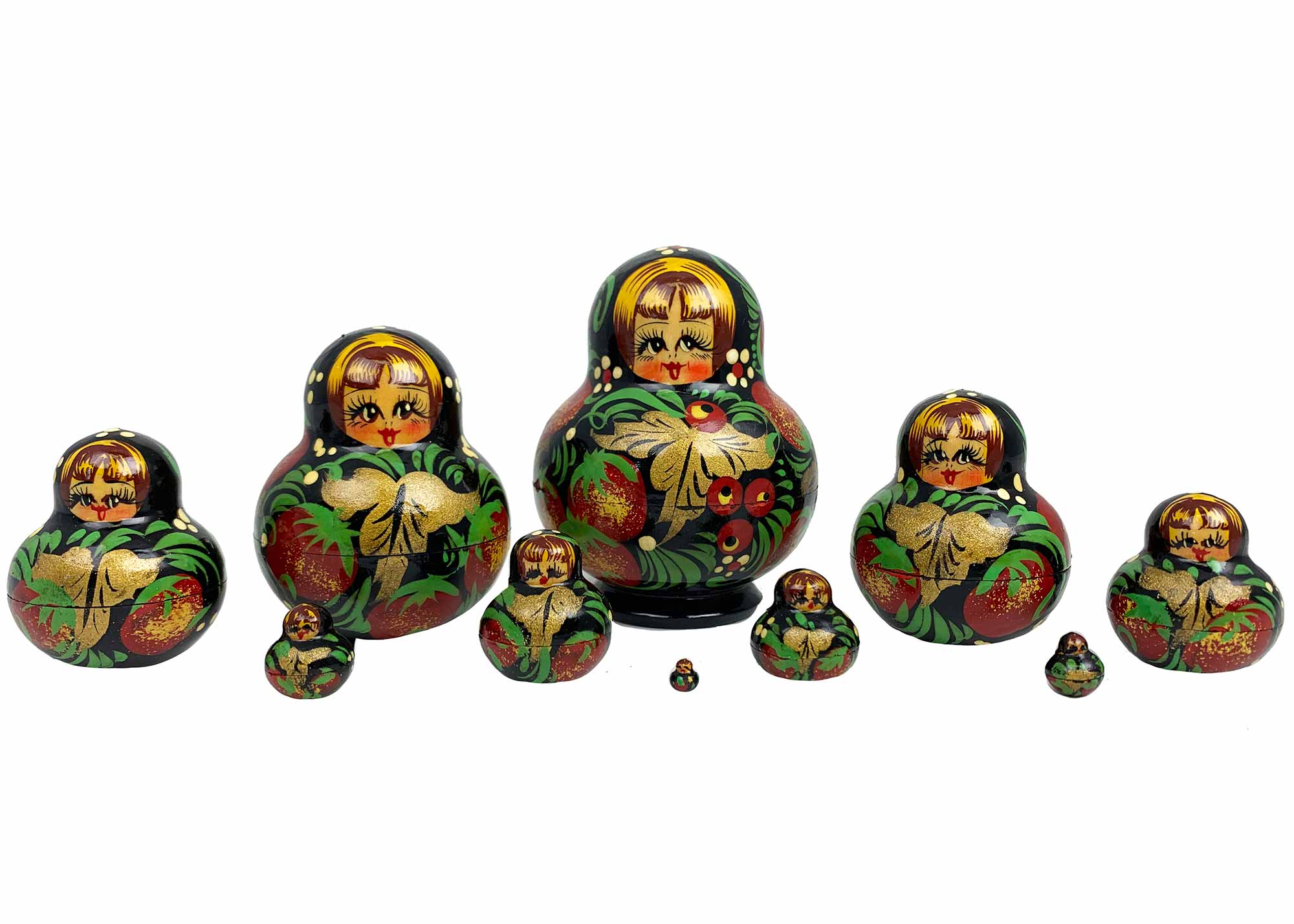 Buy Vintage Khokhloma Nesting Doll 10pc./3.5" at GoldenCockerel.com