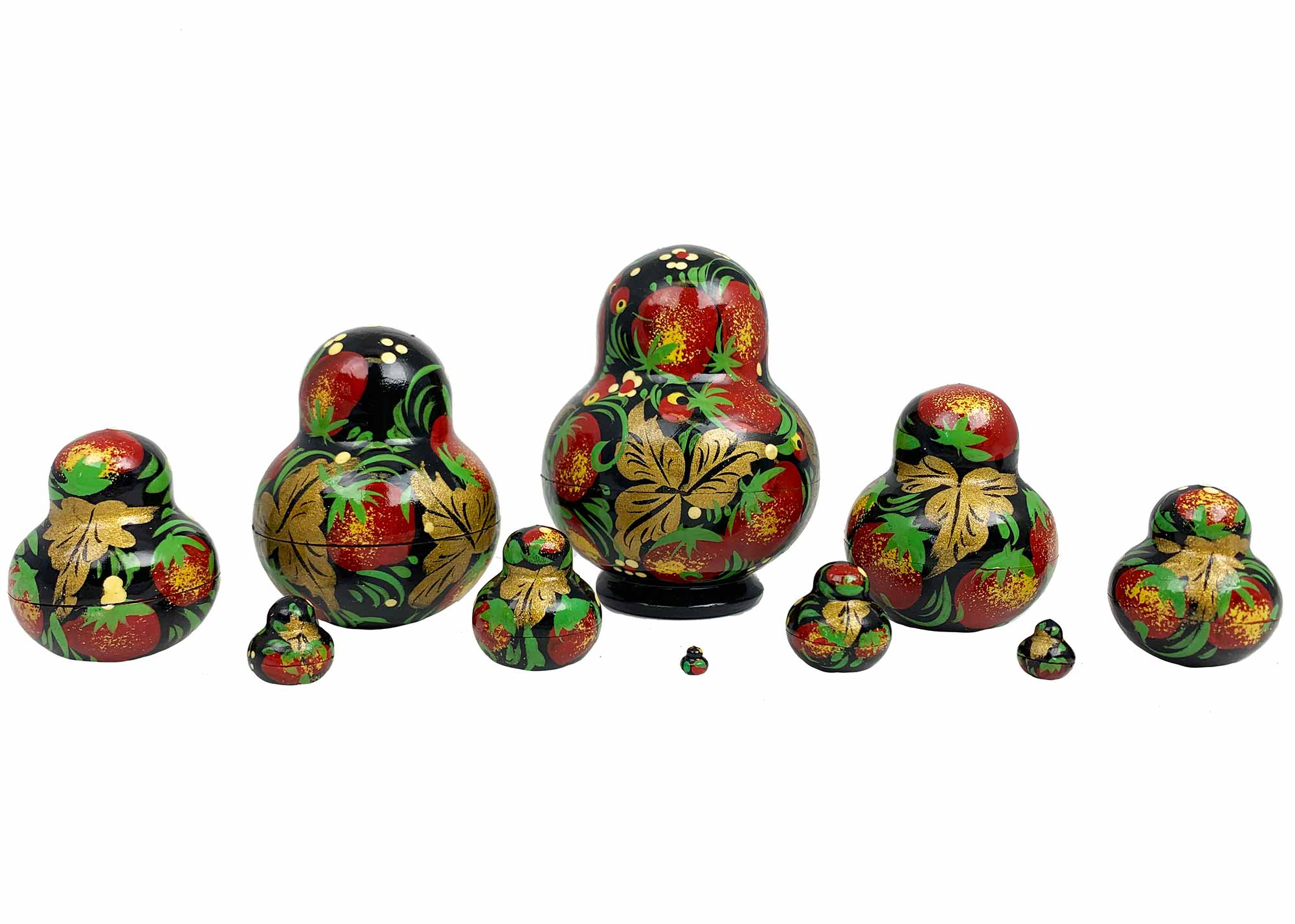 Buy Vintage Khokhloma Nesting Doll 10pc./3.5" at GoldenCockerel.com