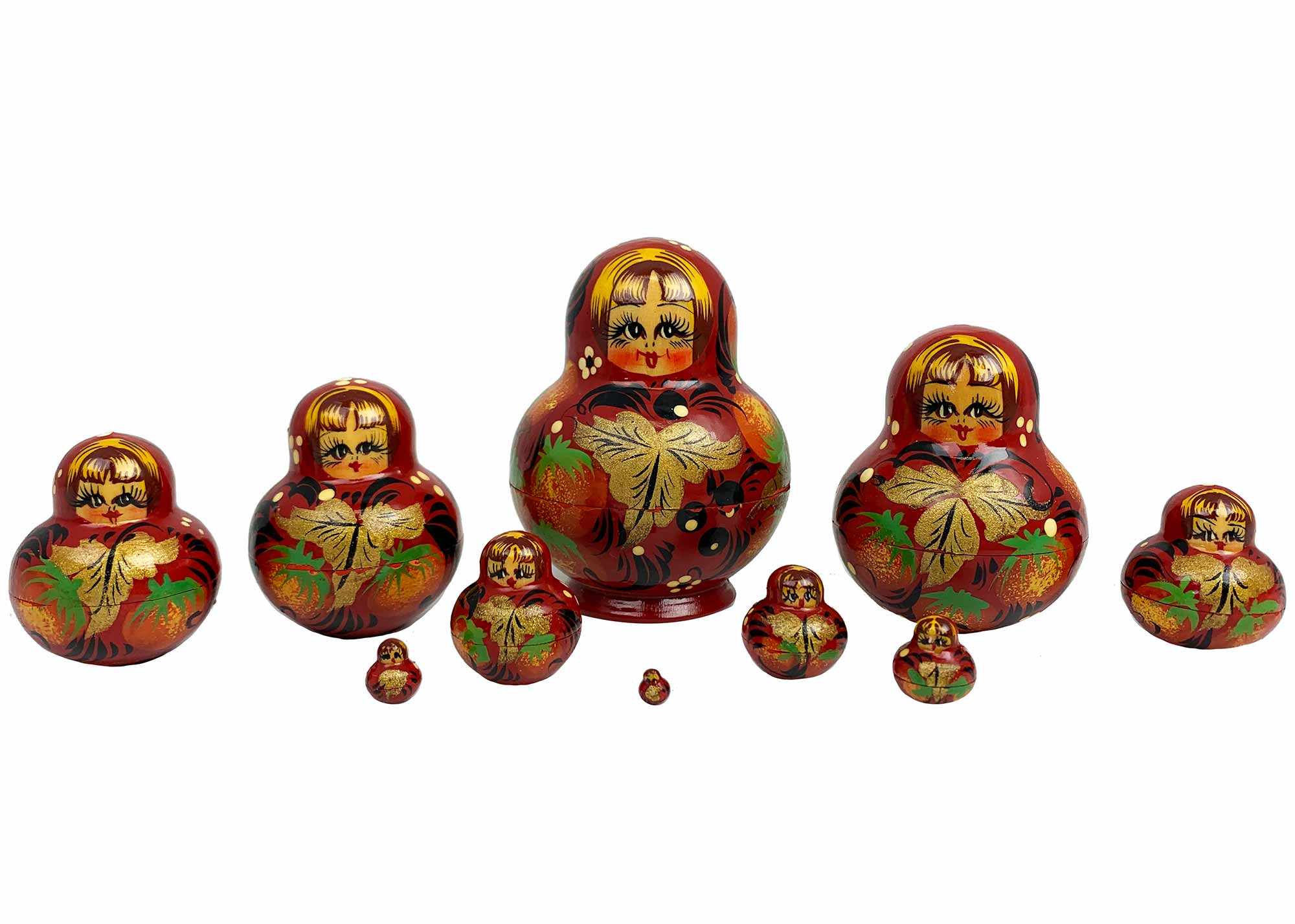 Buy Vintage Khokhloma Nesting Doll 10pc./3.5" at GoldenCockerel.com