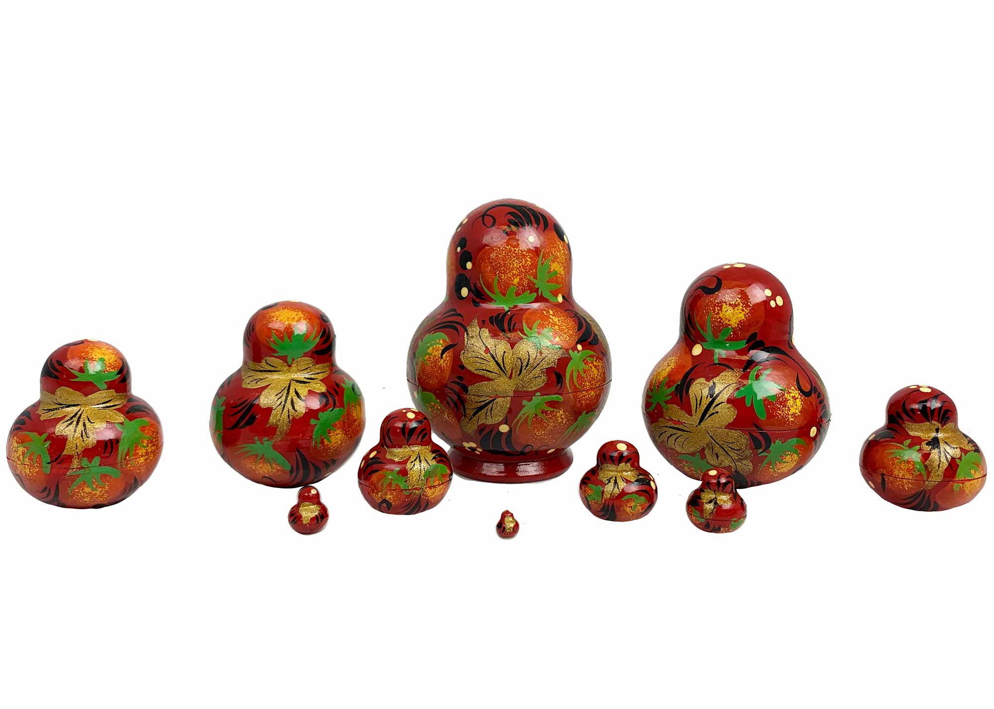 Buy Vintage Khokhloma Nesting Doll 10pc./3.5" at GoldenCockerel.com