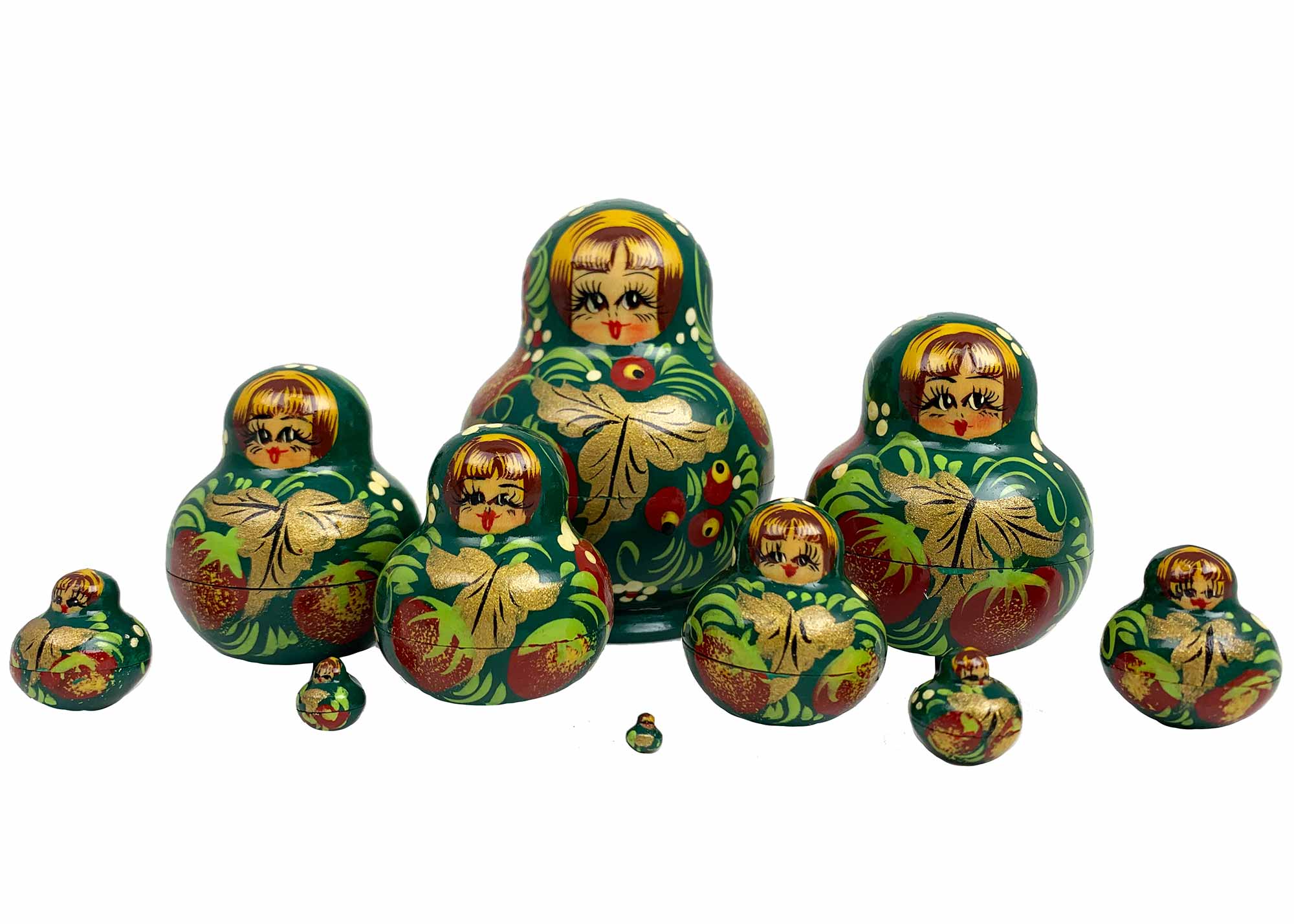 Buy Vintage Khokhloma Nesting Doll 10pc./3.5" at GoldenCockerel.com