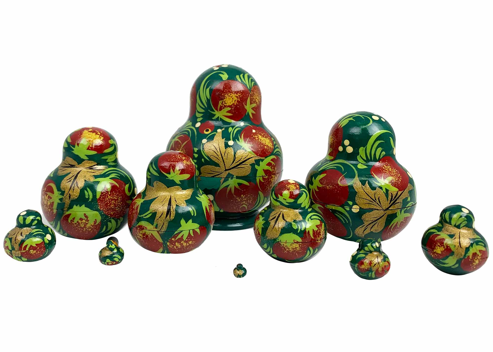 Buy Vintage Khokhloma Nesting Doll 10pc./3.5" at GoldenCockerel.com