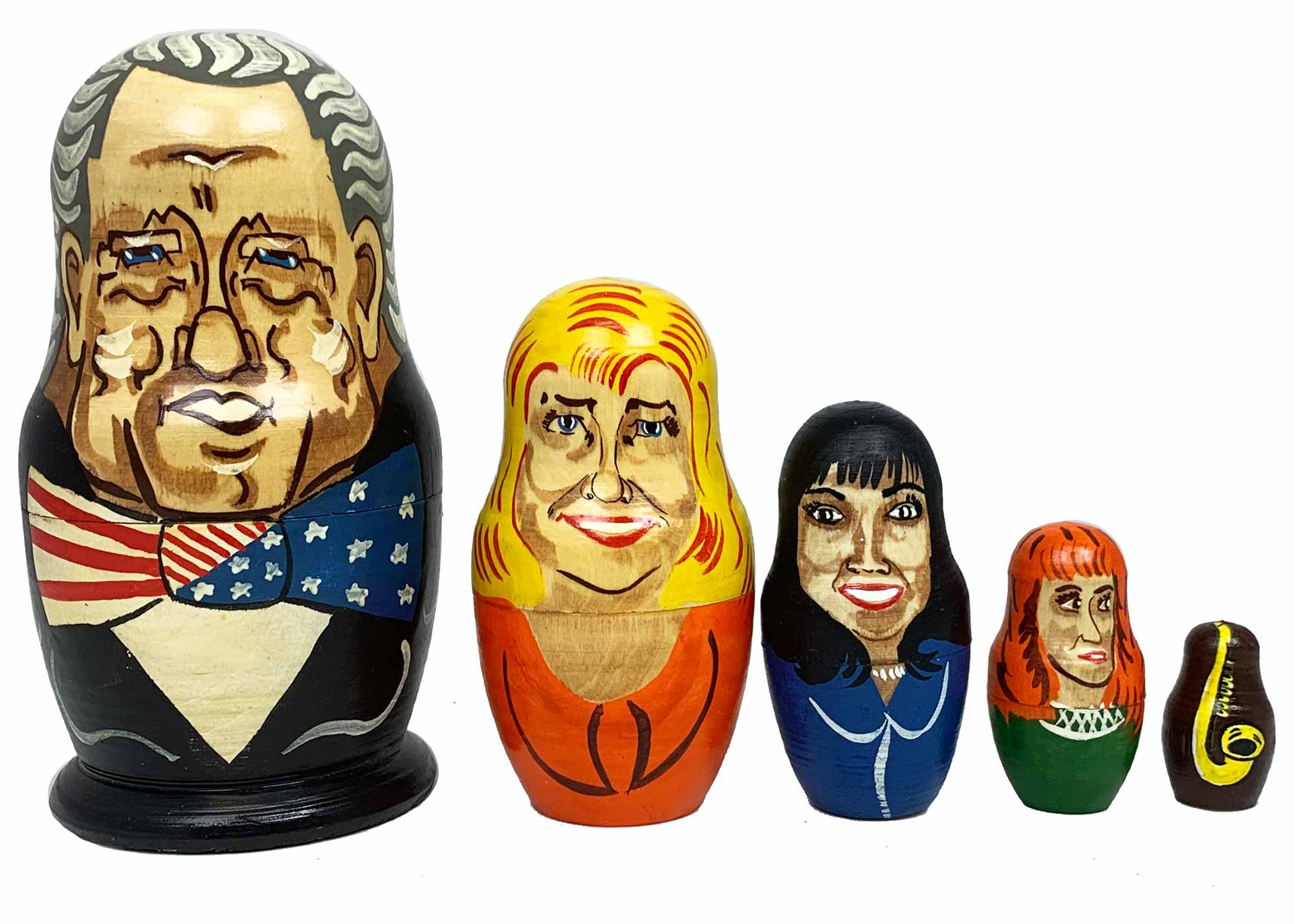 Buy Vintage Bill Clinton / Monica Lewinsky Nesting Doll 5pc./6" at GoldenCockerel.com