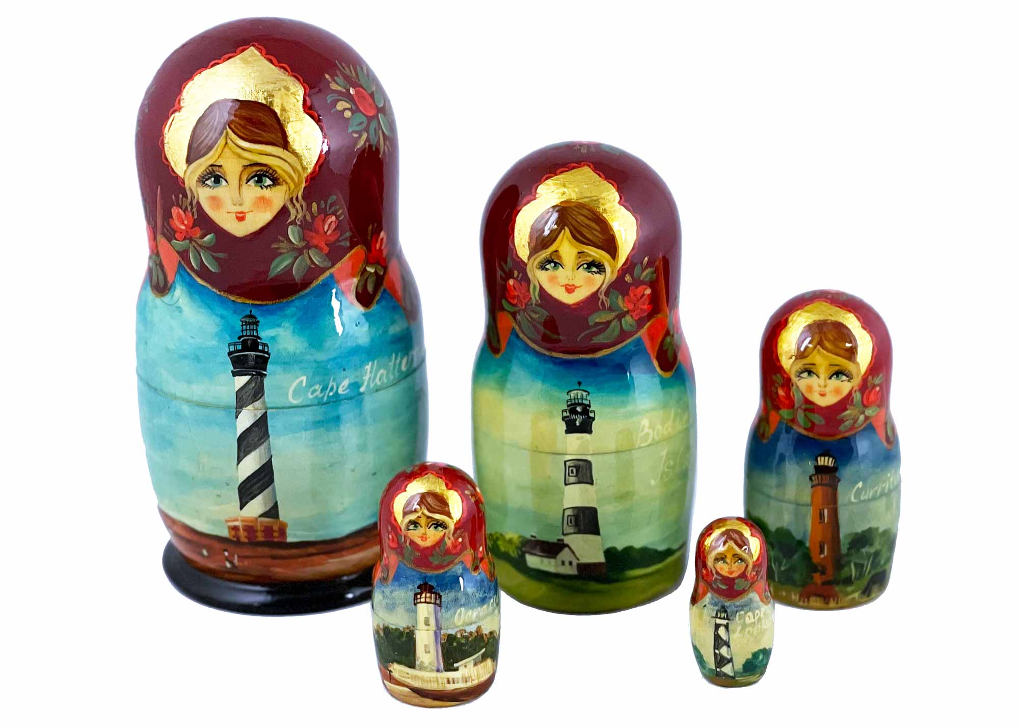 Buy Vintage Cape Hatteras Lighthouse Nesting Doll 5pc./7" at GoldenCockerel.com