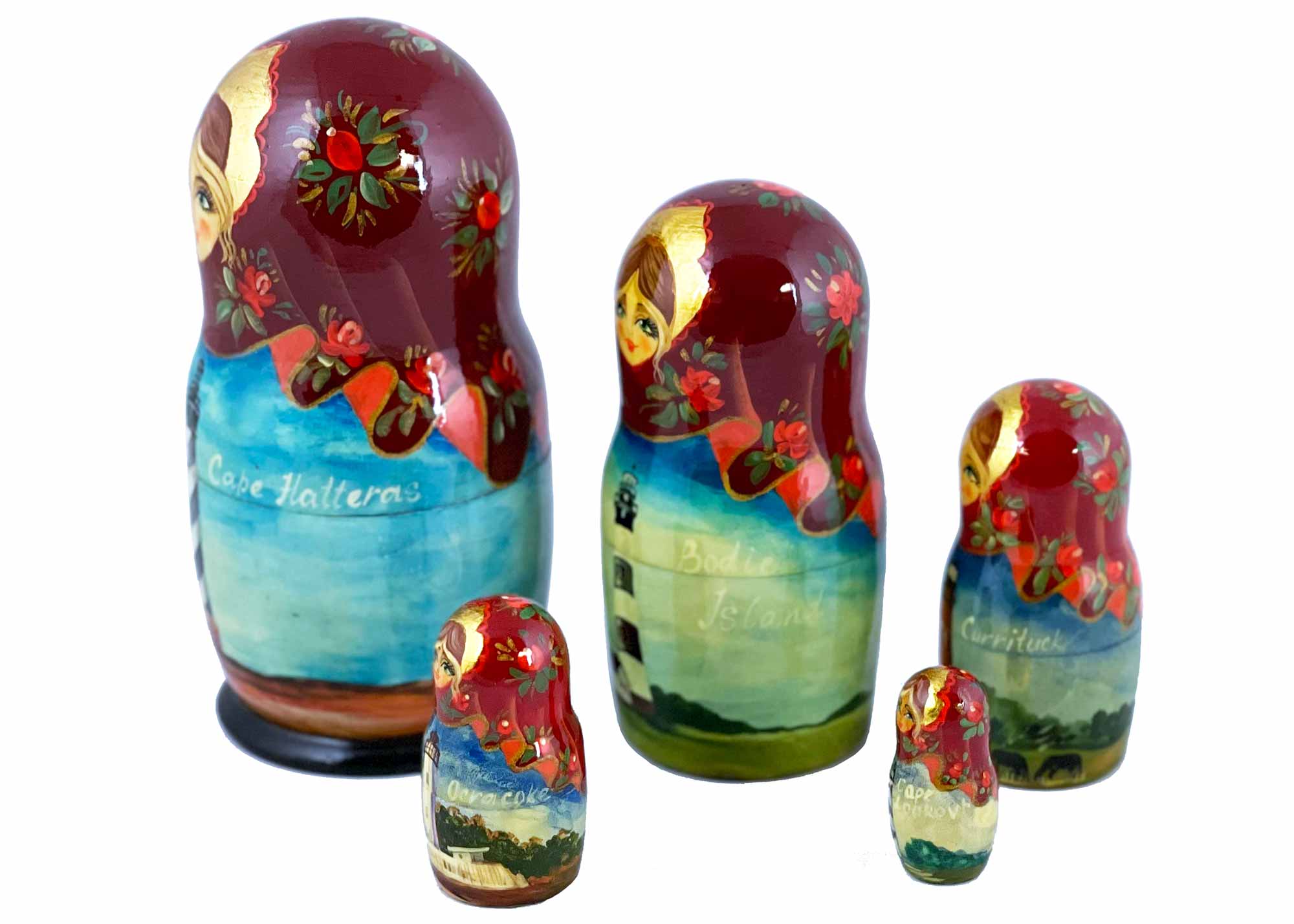 Buy Vintage Cape Hatteras Lighthouse Nesting Doll 5pc./7" at GoldenCockerel.com