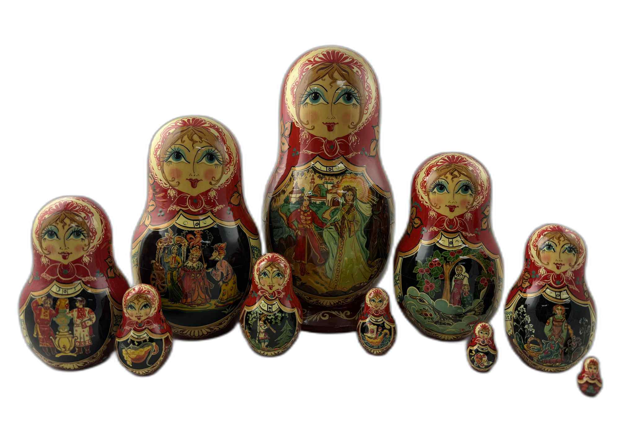 Buy Vintage Fairy Tale Medley Nesting Doll 10pc/10" at GoldenCockerel.com