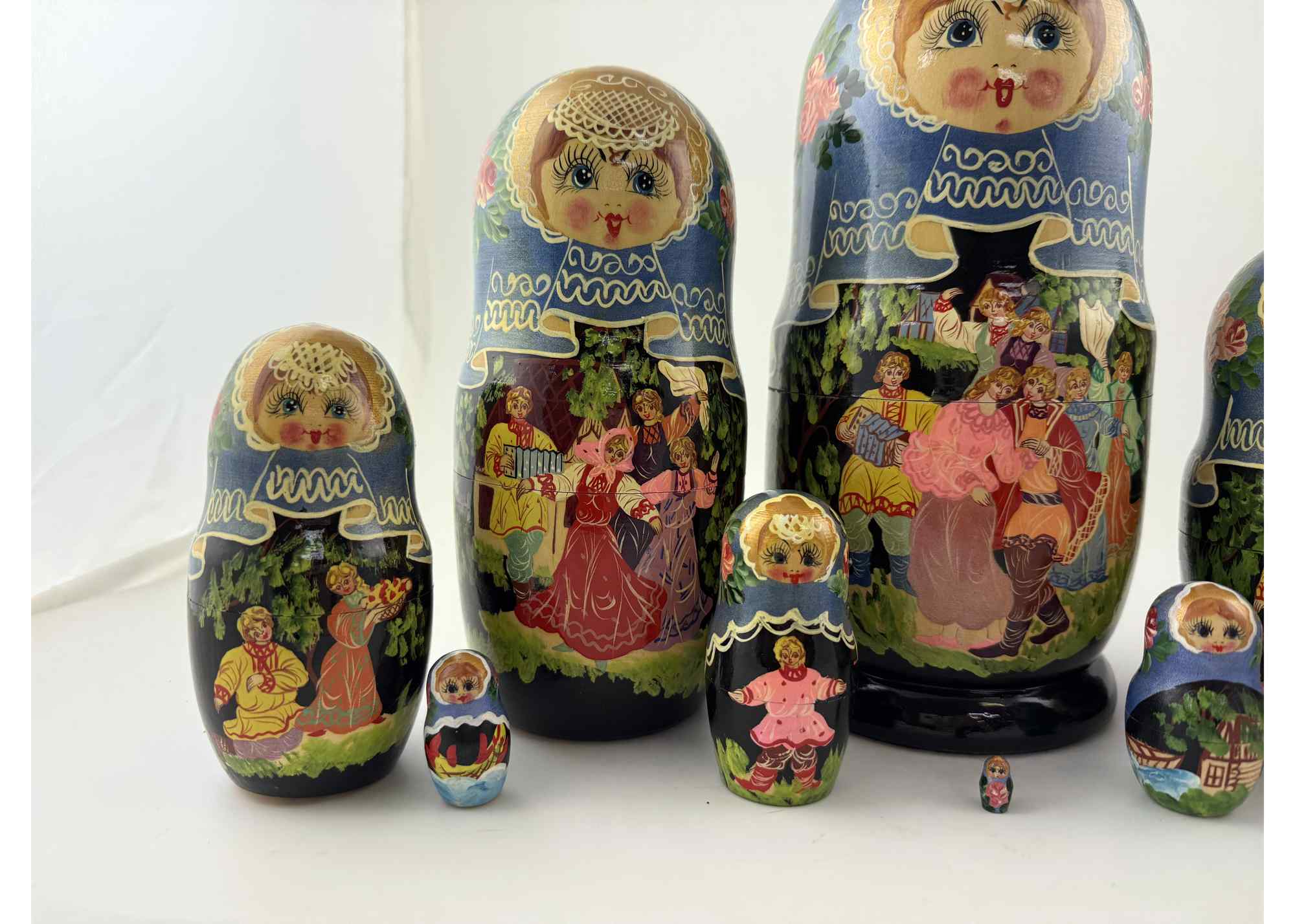 Buy Vintage Folk Scene Nesting Doll 10pc/10" at GoldenCockerel.com