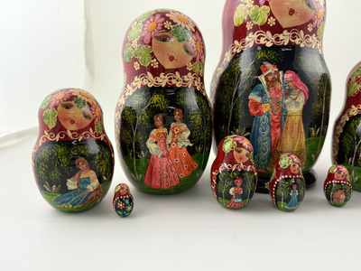 Buy Vintage "The Scarlet Flower" Fairy Tale Nesting Doll 10pc/10" at GoldenCockerel.com