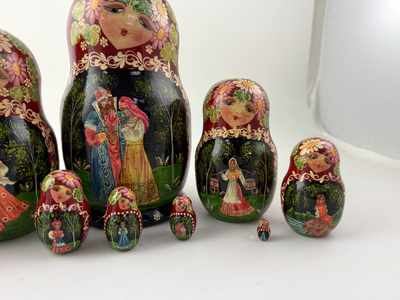 Buy Vintage "The Scarlet Flower" Fairy Tale Nesting Doll 10pc/10" at GoldenCockerel.com