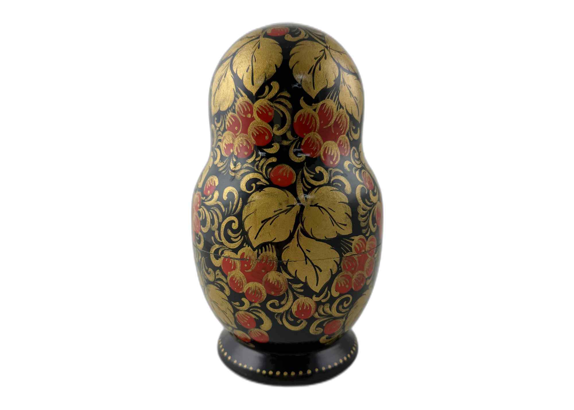 Buy Vintage Black and Gold Folk Scene Nesting Doll 10pc/9" at GoldenCockerel.com