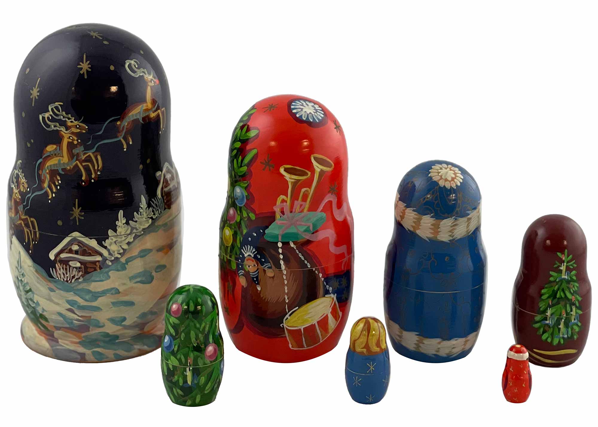 Buy Vintage Jingle Bells Nesting Doll 7pc./7.5" Limited Edition at GoldenCockerel.com