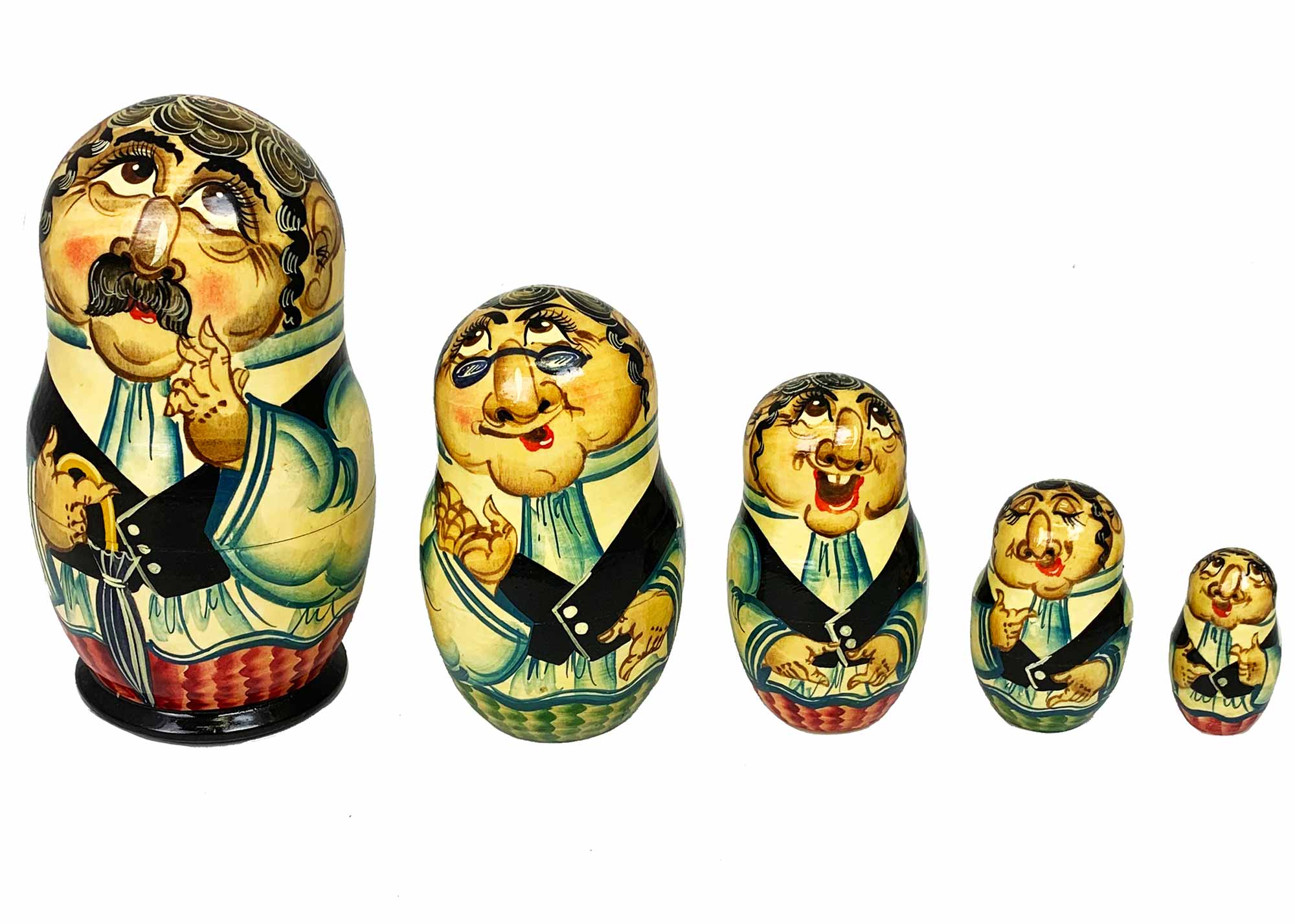 Buy Vintage Orthodox Rabbi Nesting Doll 5pc./7" at GoldenCockerel.com