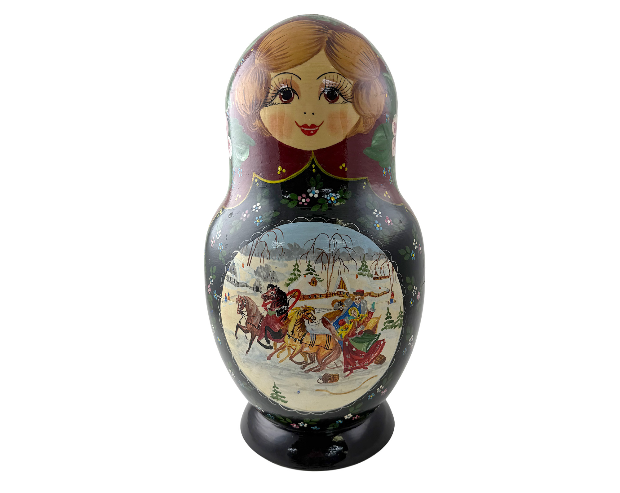 Buy Vintage Winter Sled Scene Nesting Doll 25pc/15" at GoldenCockerel.com