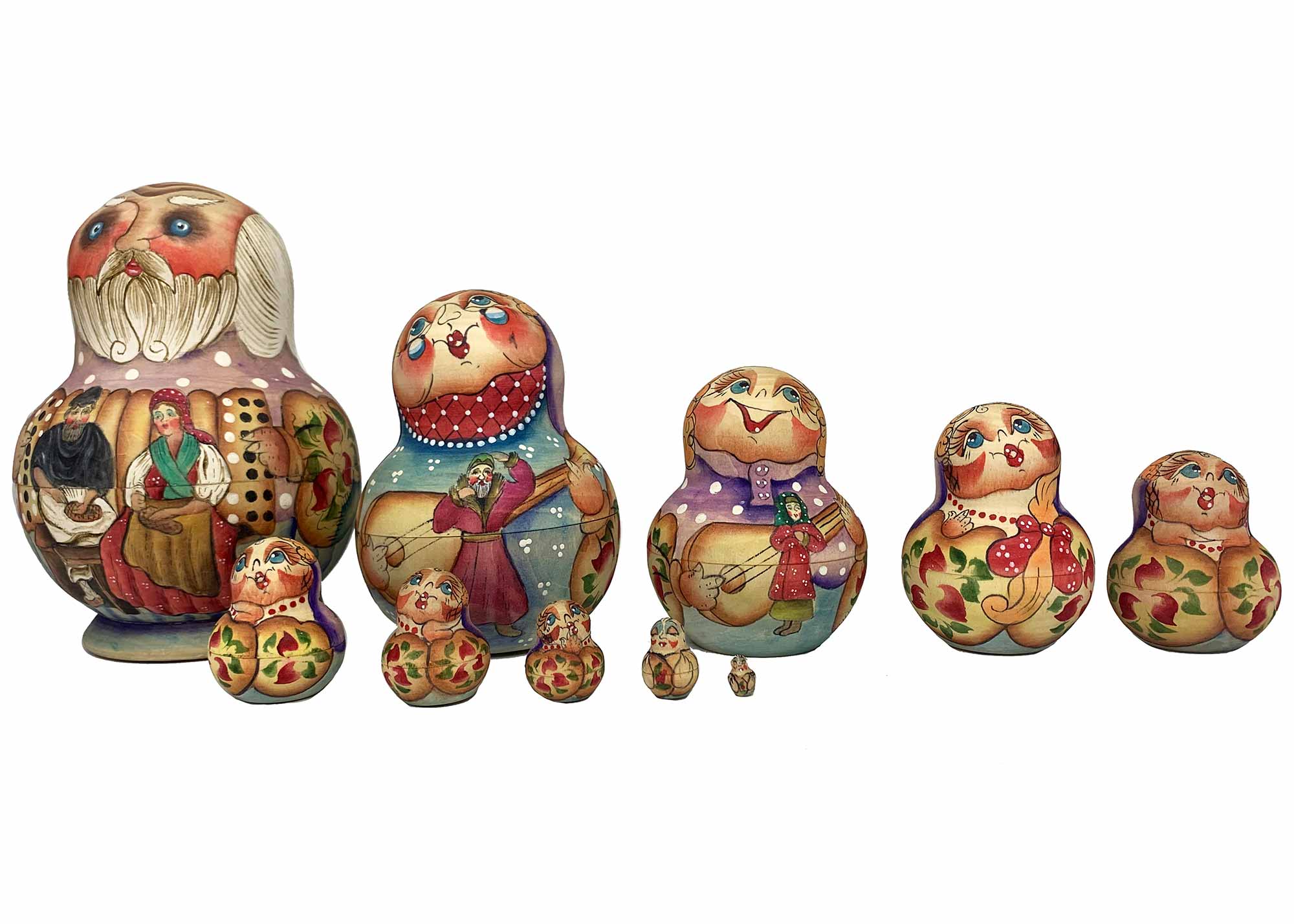 Buy Imperfect Vintage "In the Home" Peasant Man Nesting Doll 10pc./7" at GoldenCockerel.com