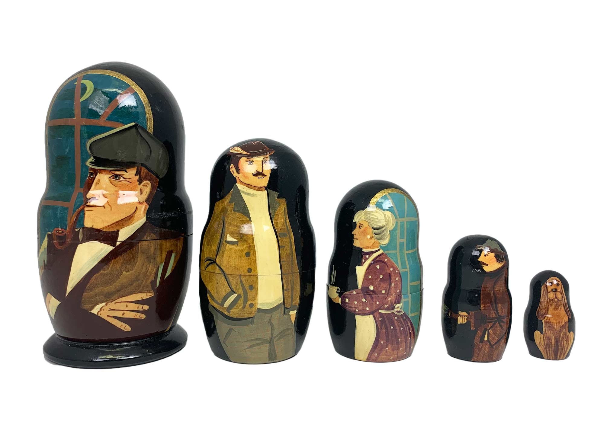 Buy Vintage Sherlock Holmes Nesting Doll 5pc./6" at GoldenCockerel.com