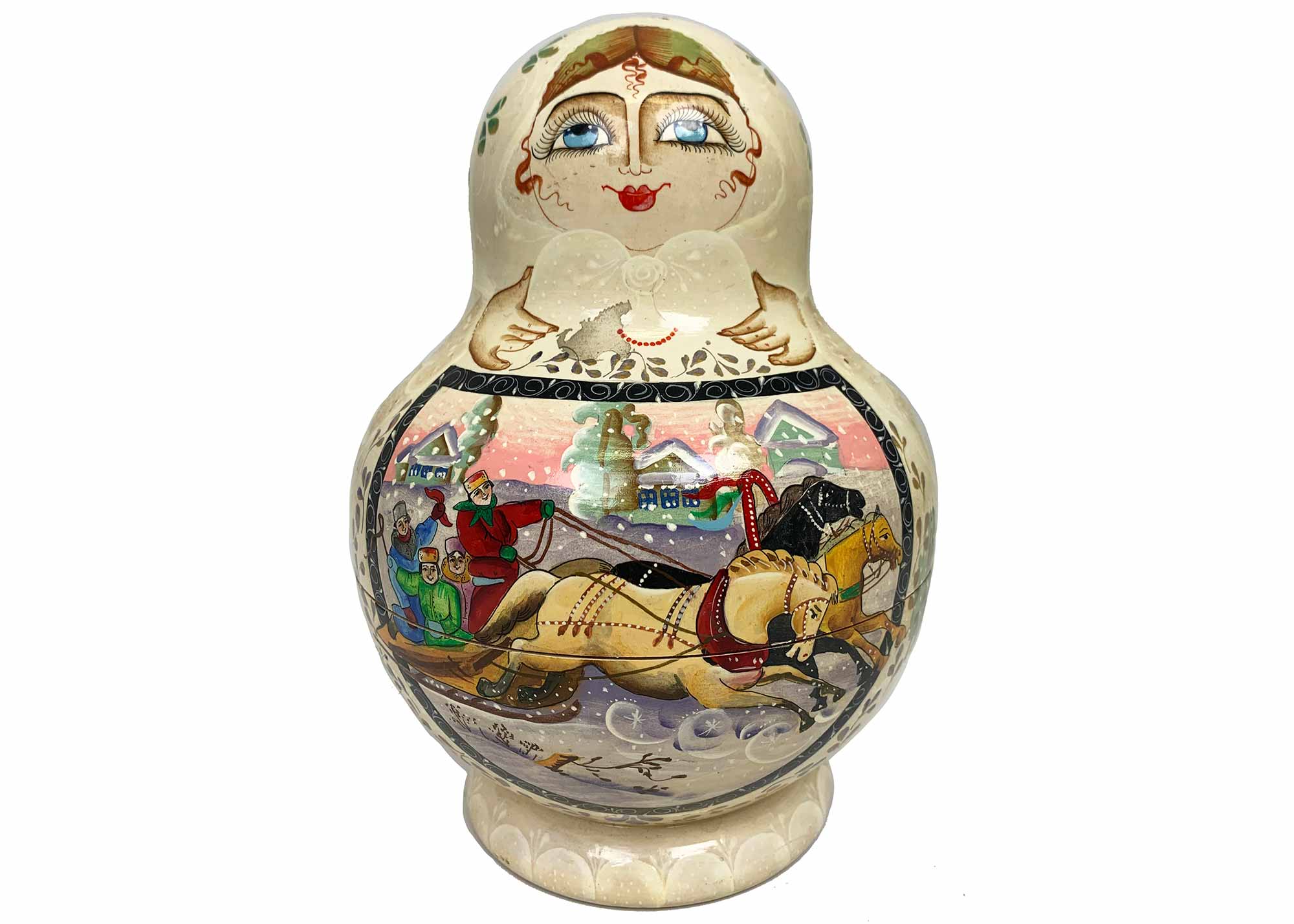 Buy Imperfect "Country Holiday" Folk Scene Nesting Doll 20pc./9" at GoldenCockerel.com