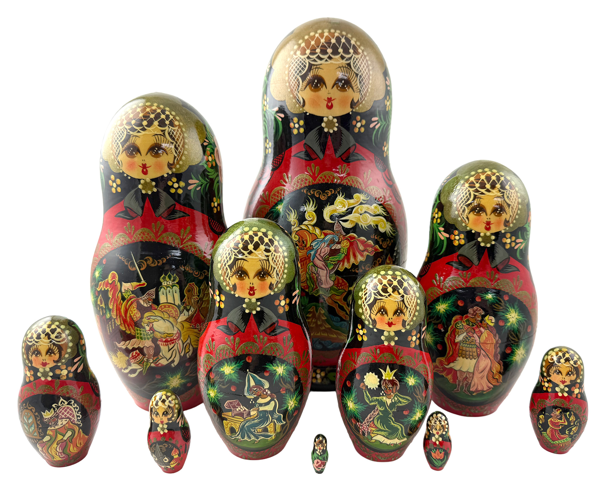 Buy Vintage Folk Scene Nesting Doll 10pc/10" at GoldenCockerel.com