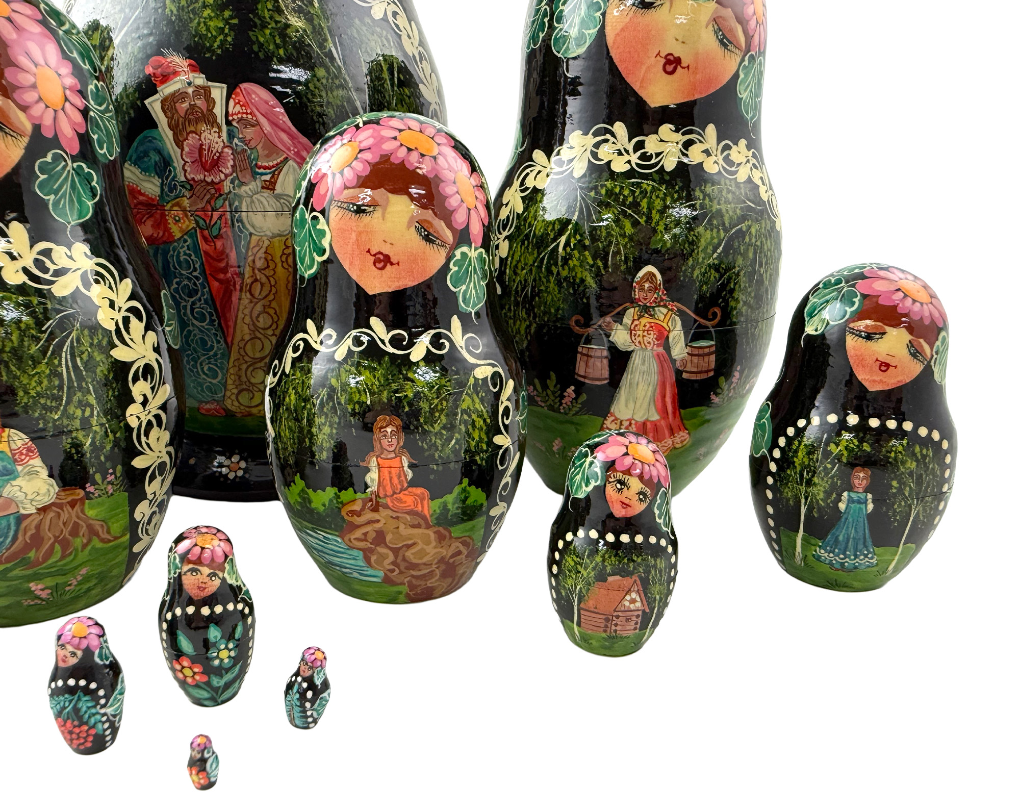 Buy Vintage Folk Scene Nesting Doll 10pc/10" at GoldenCockerel.com