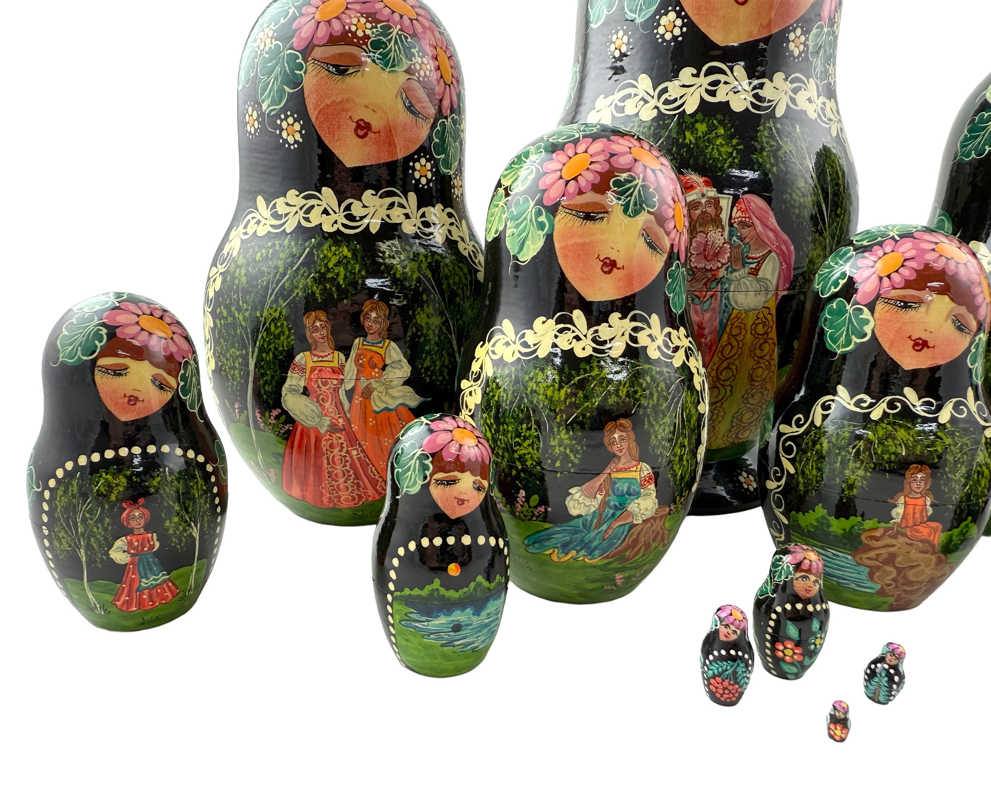 Buy Vintage Folk Scene Nesting Doll 10pc/10" at GoldenCockerel.com