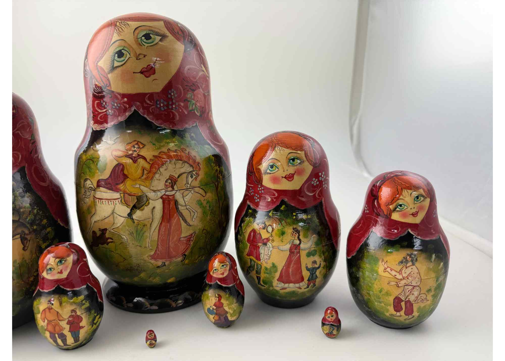 Buy Vintage Folk Scene Nesting Doll 10pc/10" at GoldenCockerel.com