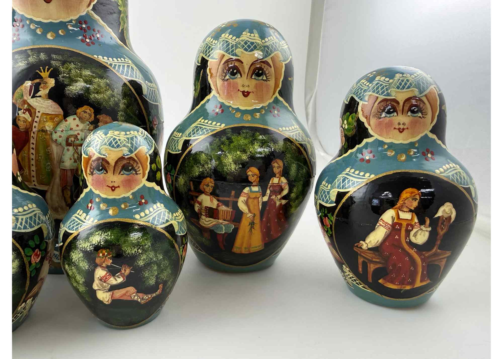 Buy Vintage Fairy Tale Medley Nesting Doll 20pc/10" at GoldenCockerel.com
