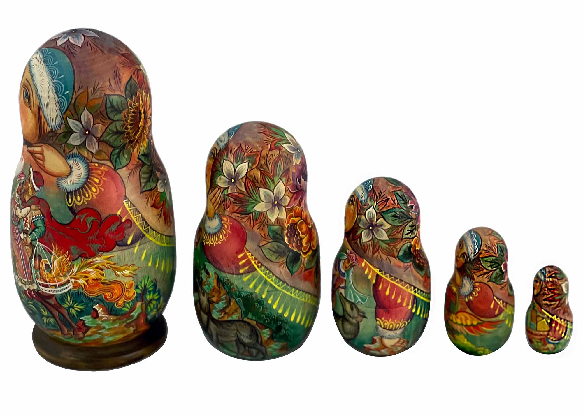 Buy Deluxe Watercolor Matte Prince Ivan the Firebird and the Grey Wolf Matryoshka at GoldenCockerel.com