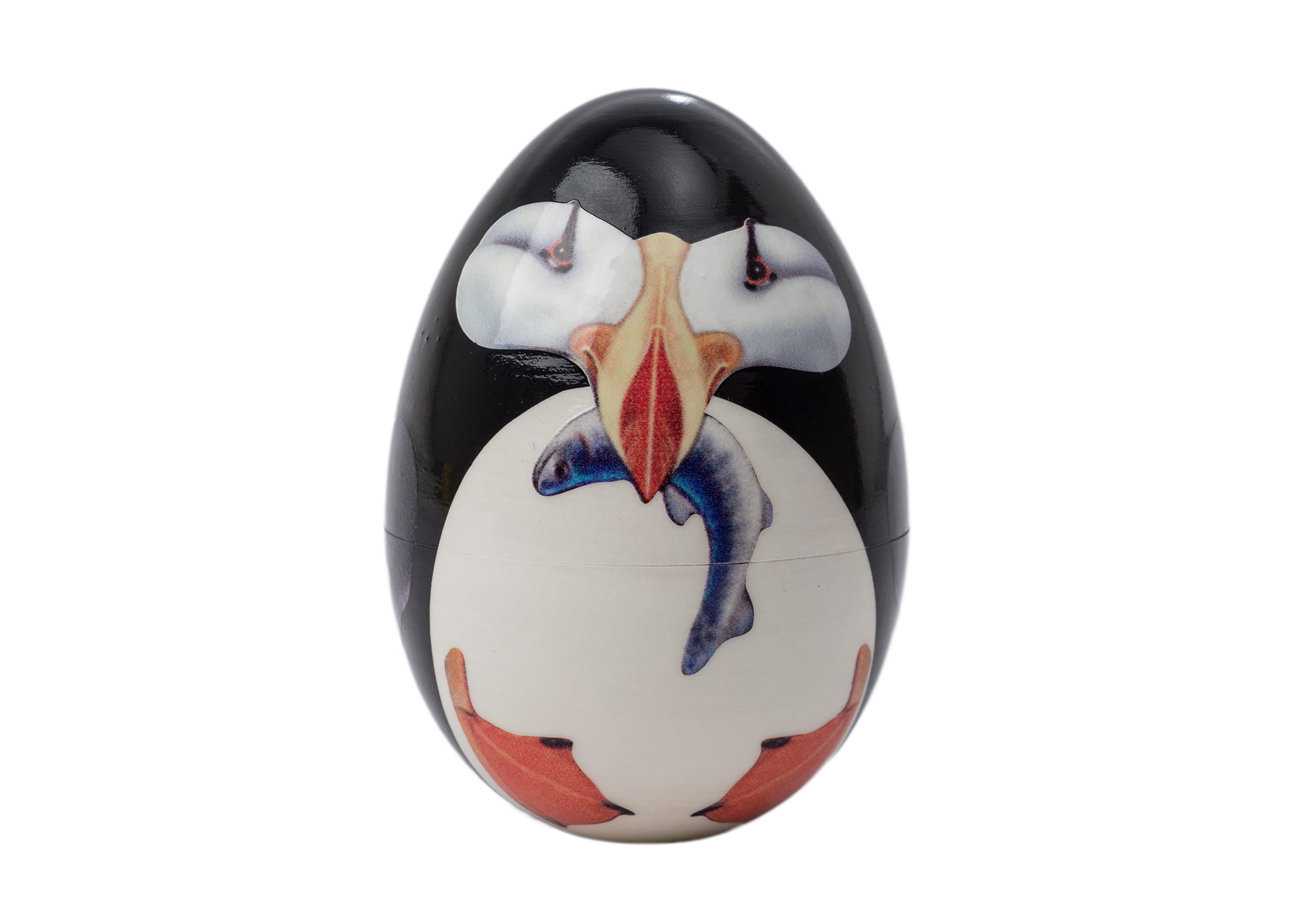 Buy Hollow Wooden Puffin Egg 2.75" at GoldenCockerel.com