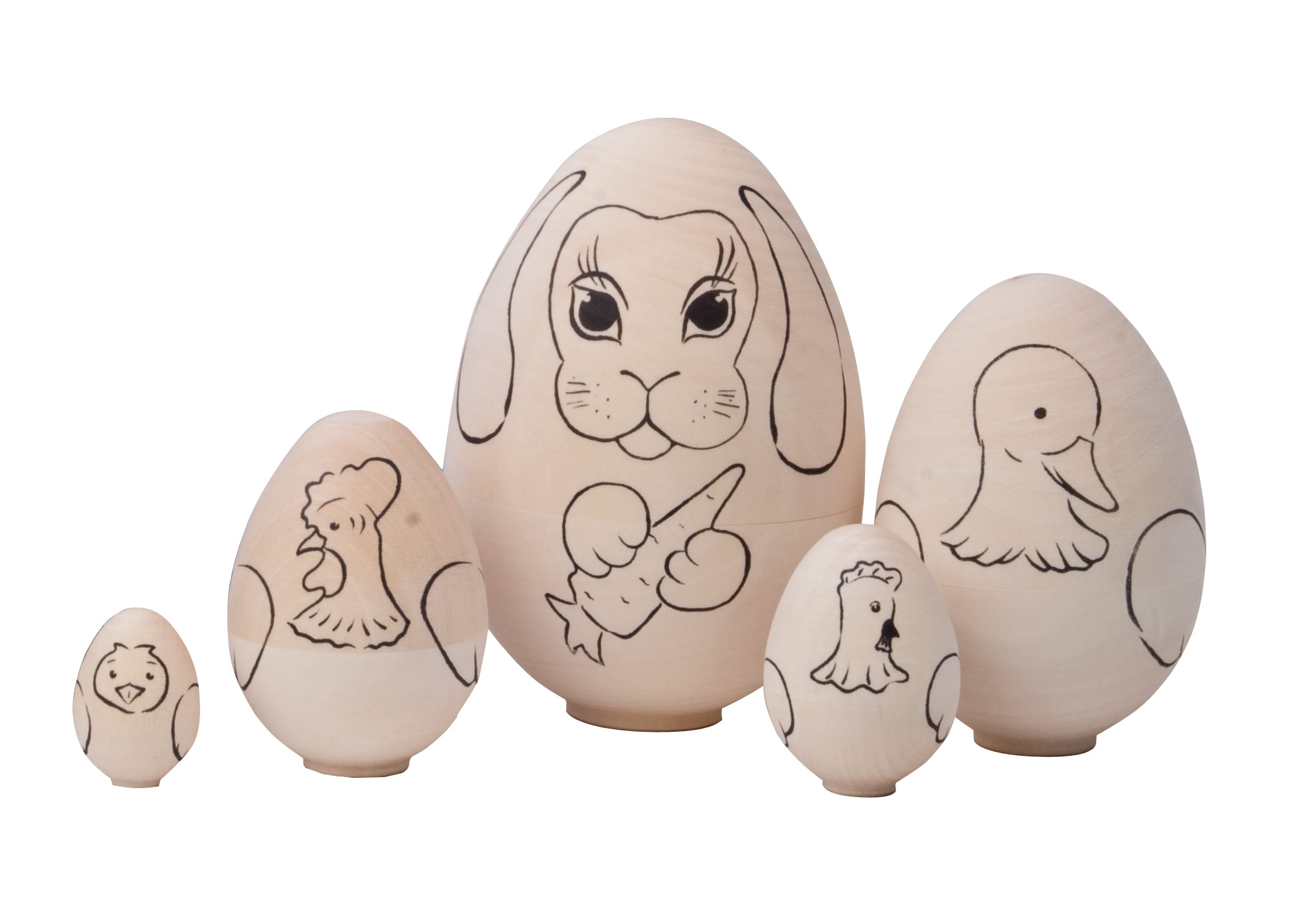 Buy Unpainted Easter Animals Nesting Egg 5pc./4" at GoldenCockerel.com