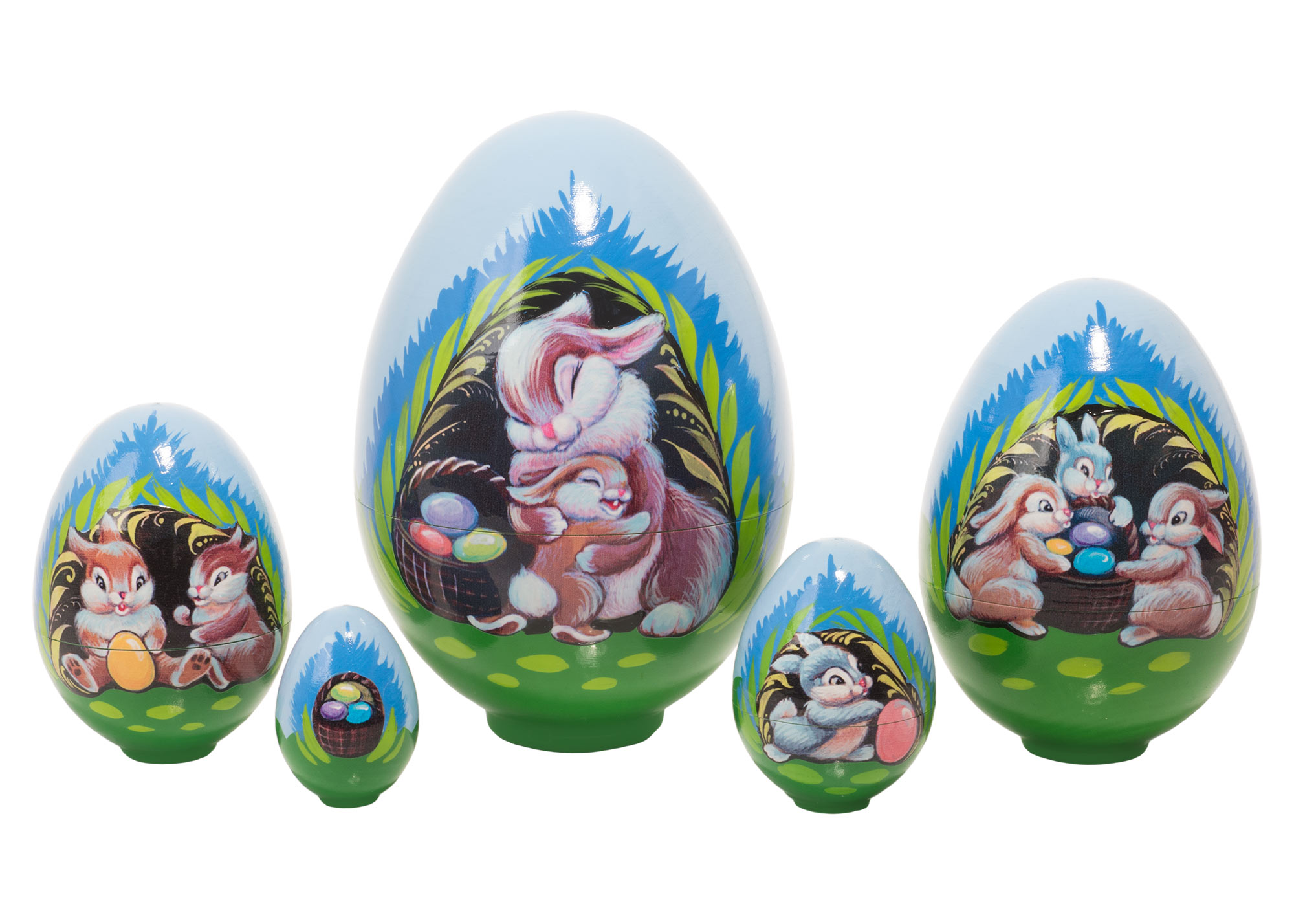 Buy Rabbit Bungalow Nesting Easter Eggs 5pc./5" at GoldenCockerel.com