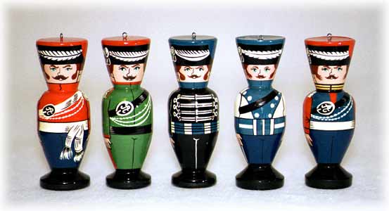 Buy Set of 5 Hussar Soldier Ornaments 3" at GoldenCockerel.com