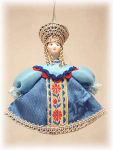 Buy Blue Folk Costume Maiden Ornament 4"  at GoldenCockerel.com