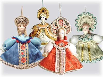 Buy Folk Costume Maiden Ornament 4", asst. colors at GoldenCockerel.com