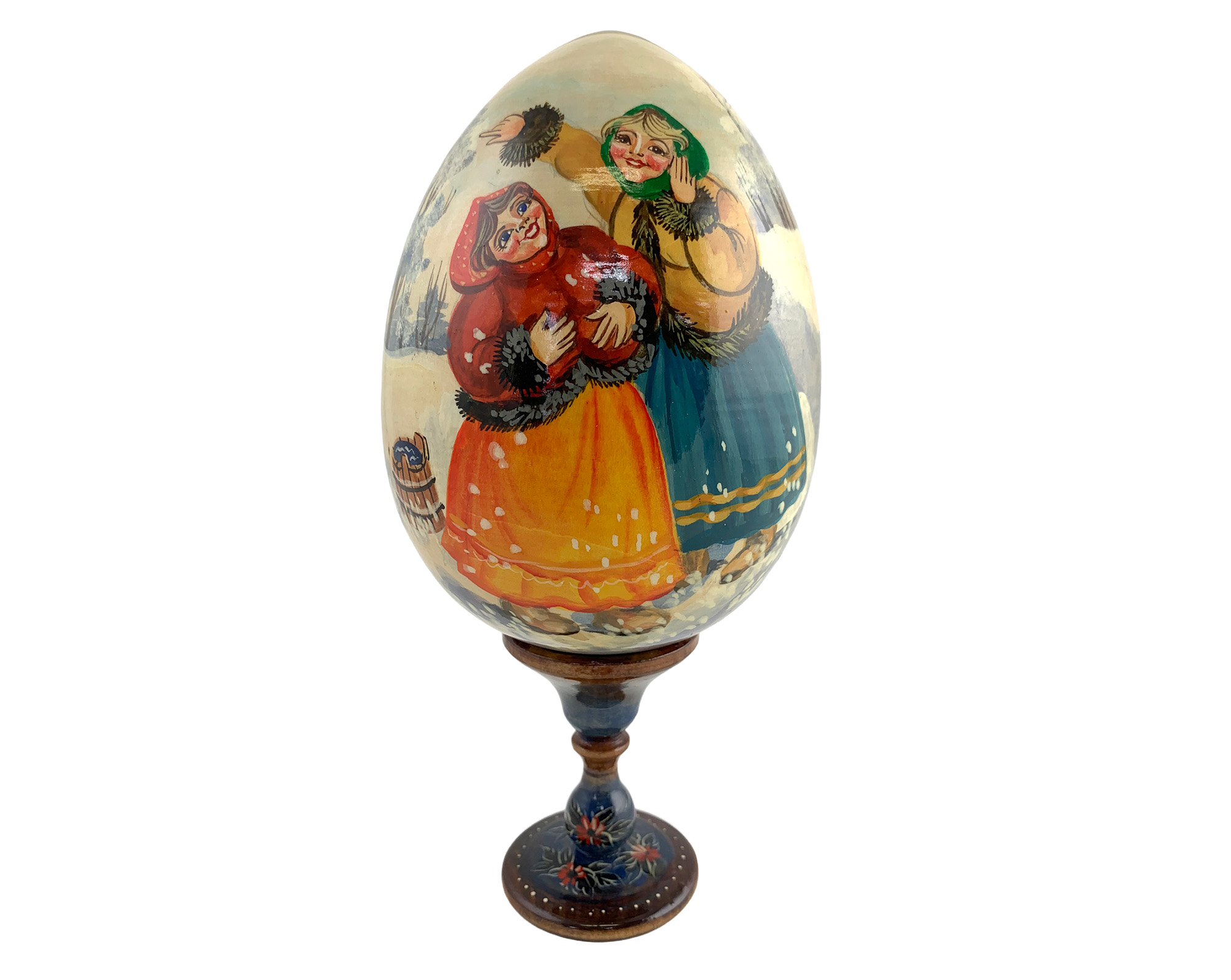 Buy Vintage Village Gossip Lacquer Egg with Stand 5" at GoldenCockerel.com